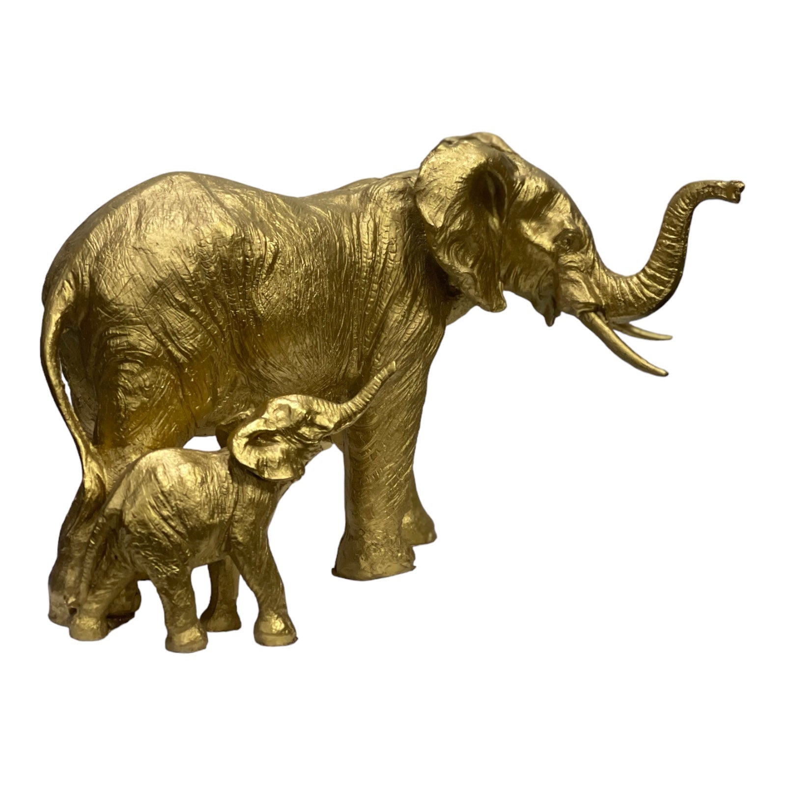 Antique Polyresin Mother And Baby Elephant Figurine Showpiece H 19 cm