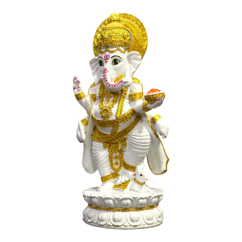 Lord Ganesh Standing on Kamal Idol, H-26.5 cm