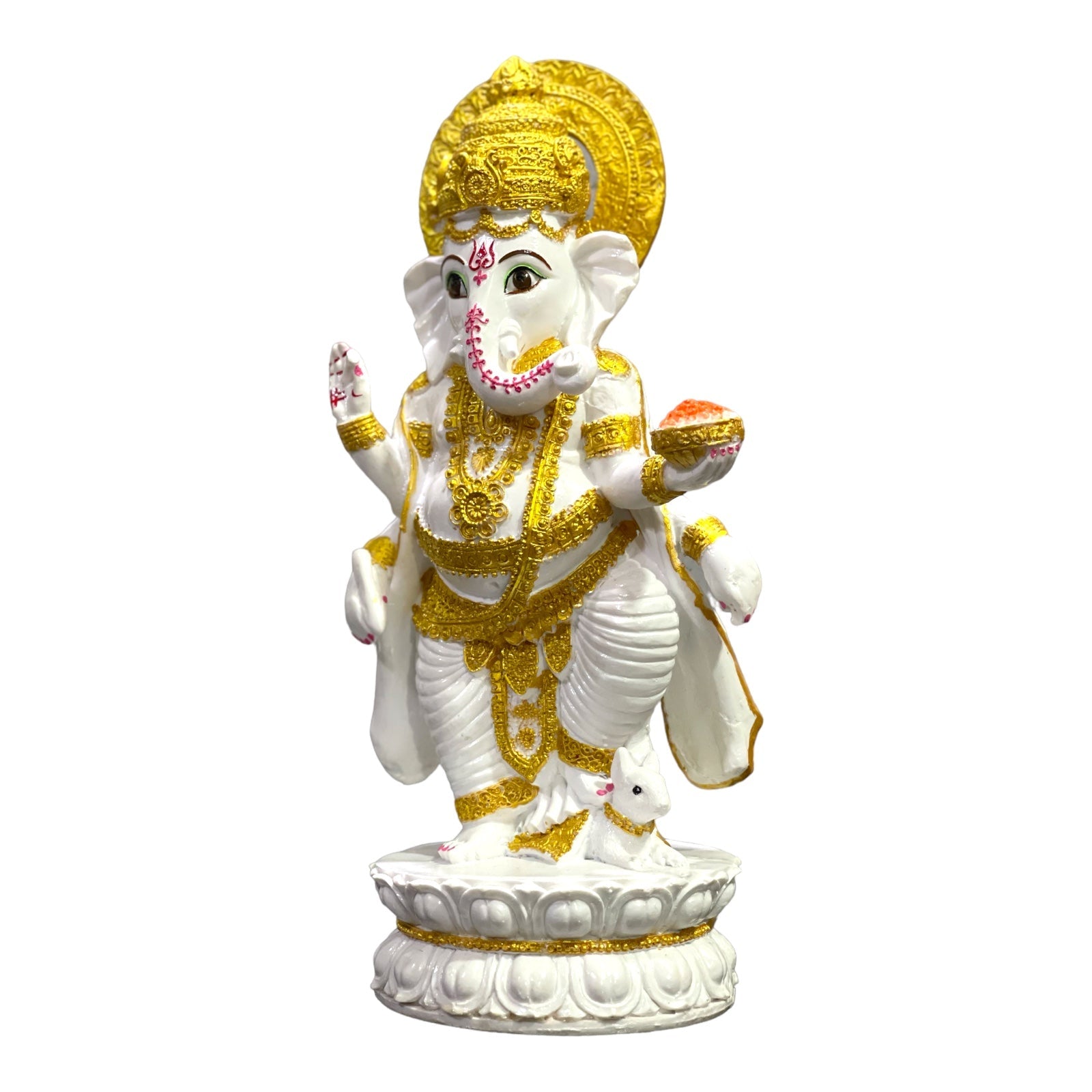 Lord Ganesh Standing on Kamal Idol, H-26.5 cm