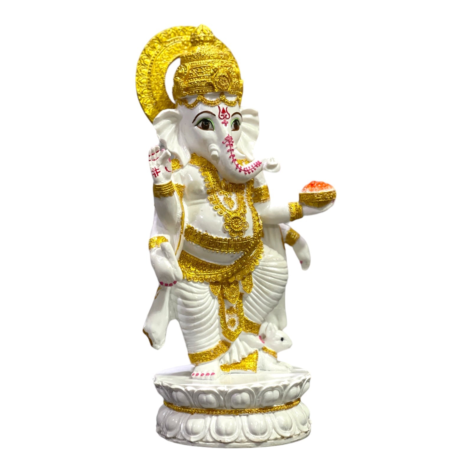 Lord Ganesh Standing on Kamal Idol, H-26.5 cm