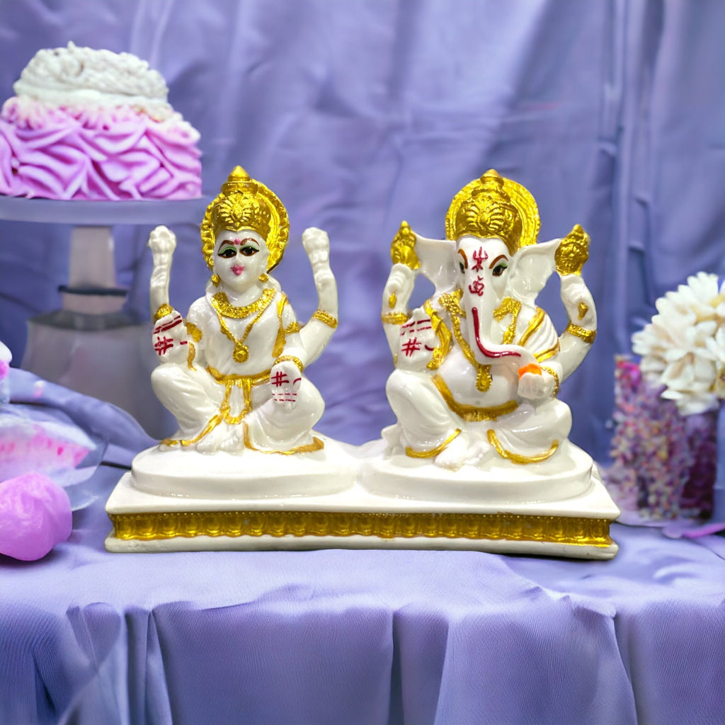 Laxmi Ganesha White Marble Look for Diwali Puja Best Gift For Shop Inauguration H – 12.5
