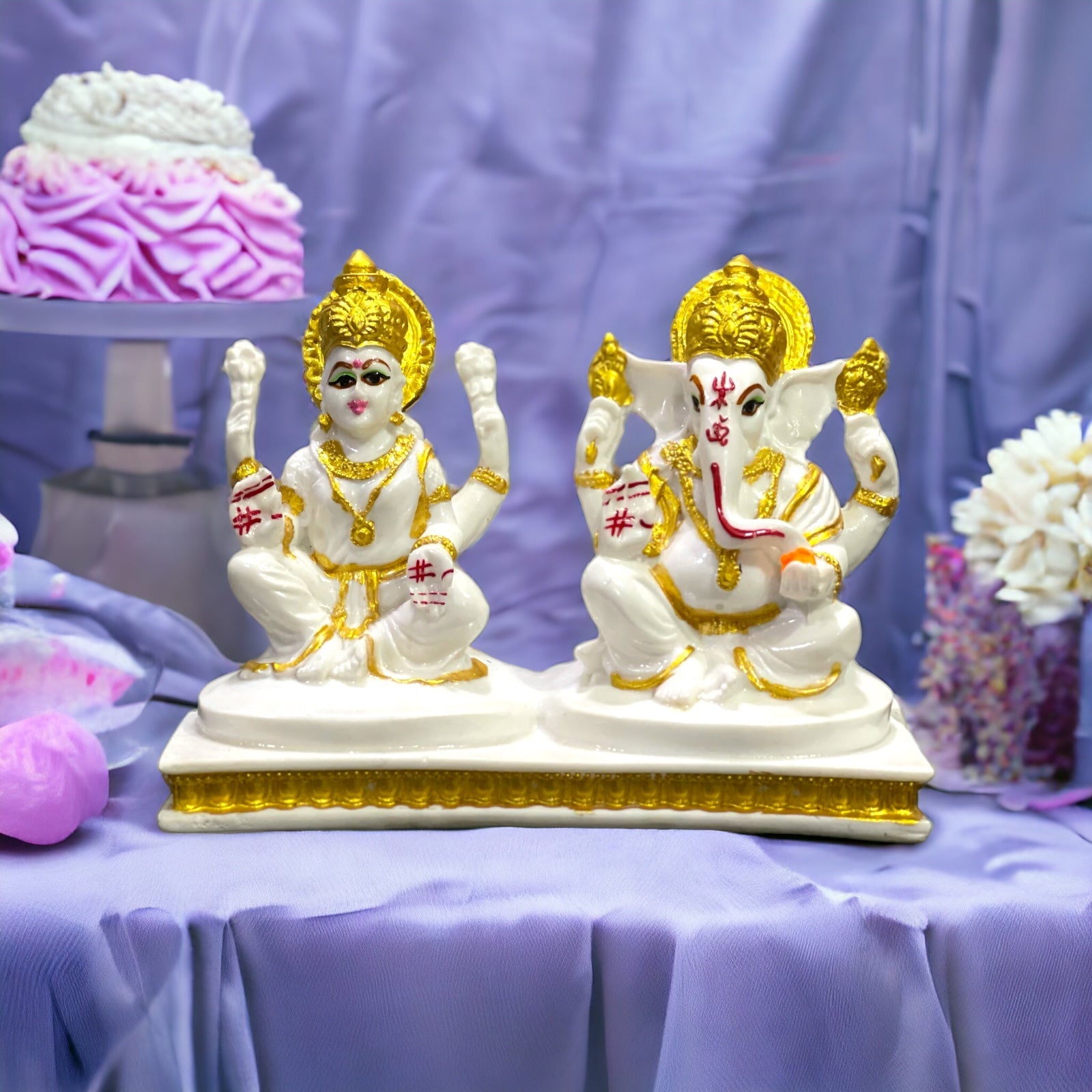 Laxmi Ganesha White Marble Look for Diwali Puja Best Gift For Shop Inauguration H – 12.5