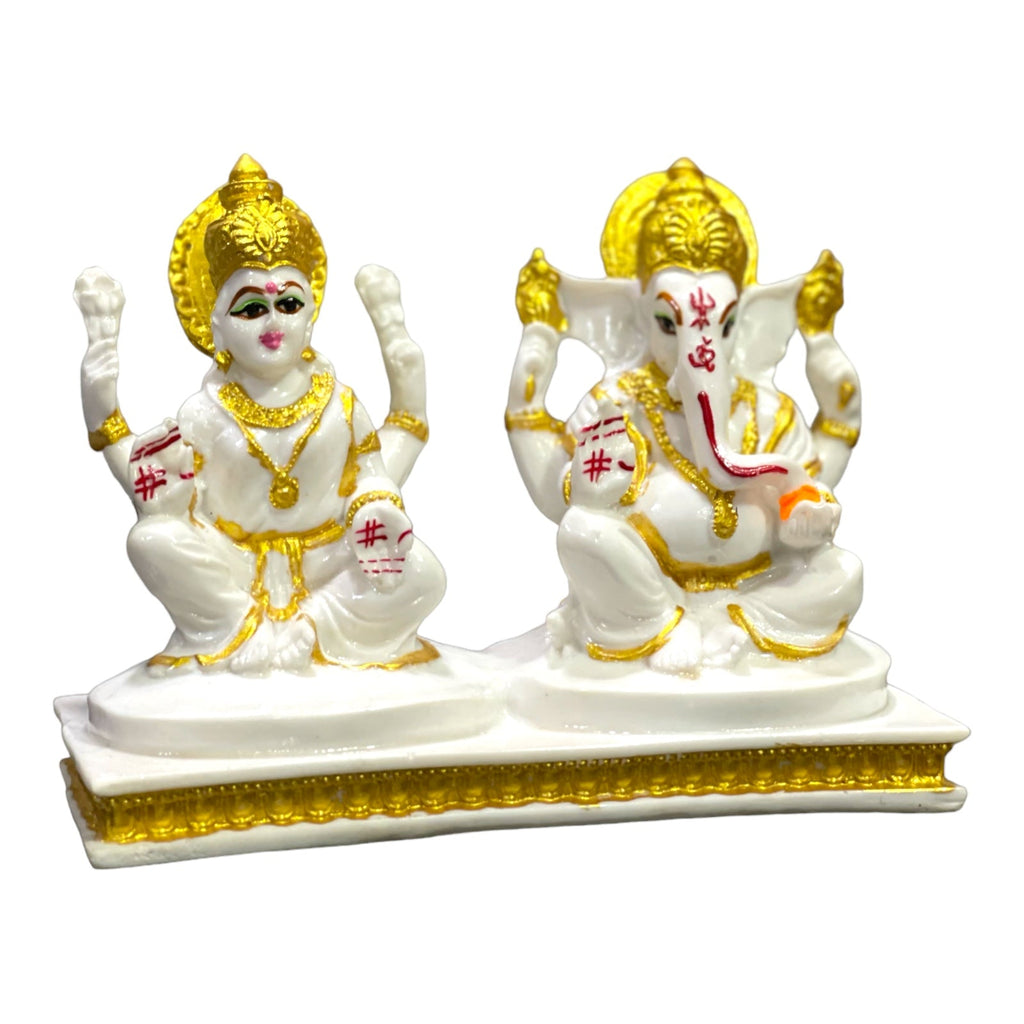 Laxmi Ganesha White Marble Look for Diwali Puja Best Gift For Shop Inauguration H – 12.5