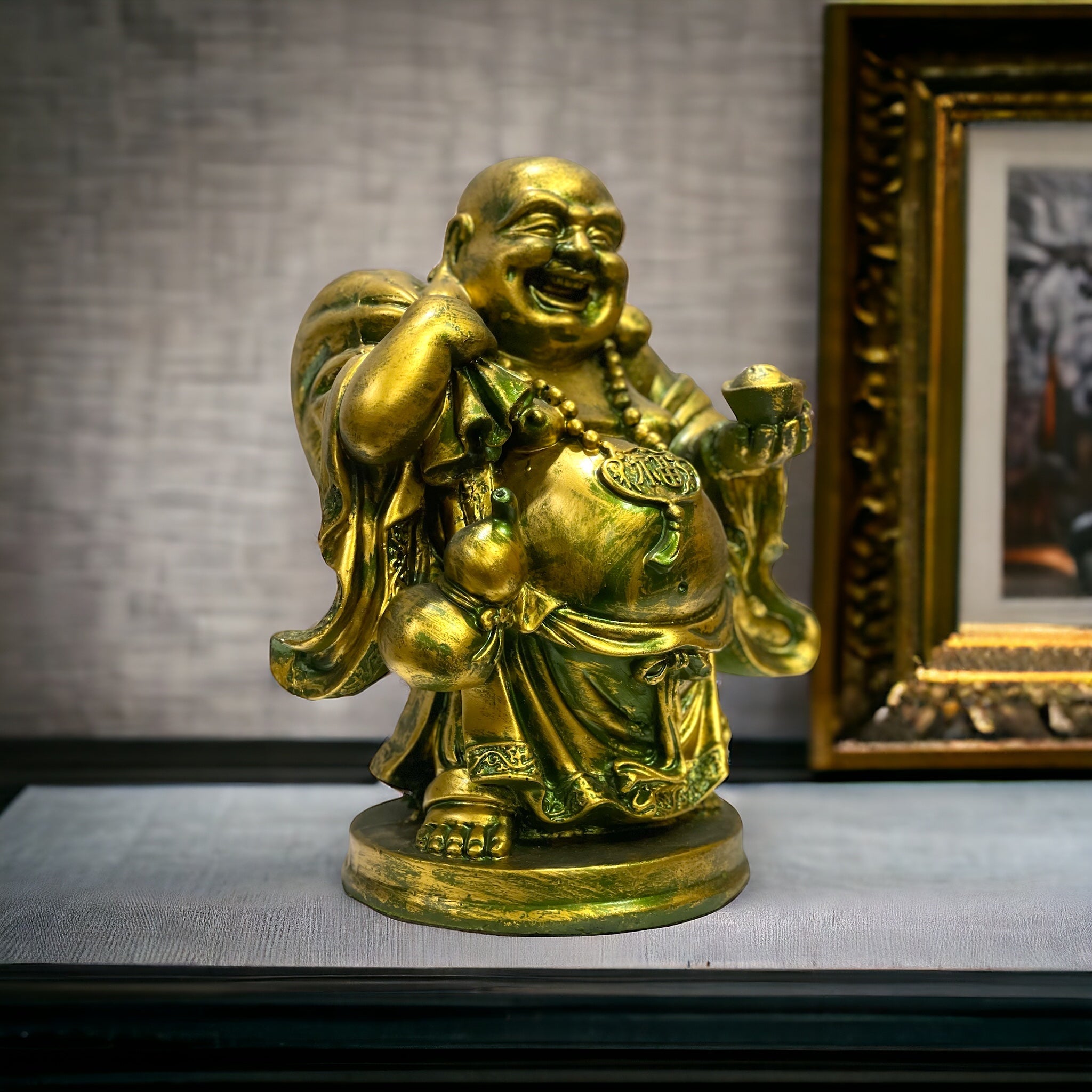 Laughing Buddha have Coin Pottly Statue Resin Figurine The Best Gift For Baby Shower H- 26 cm