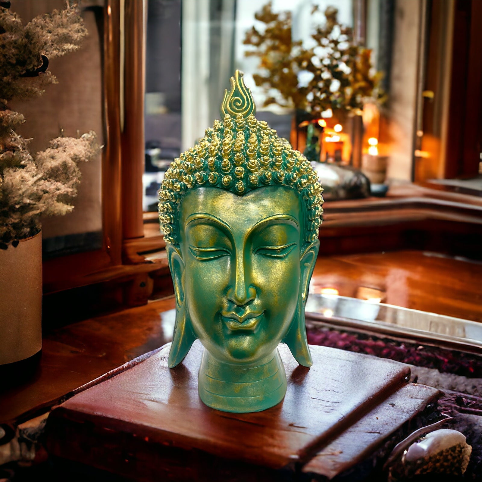Lord Buddha Face Statue Showpiece for Home Décor Office Decoration & Gifting H 40 cm