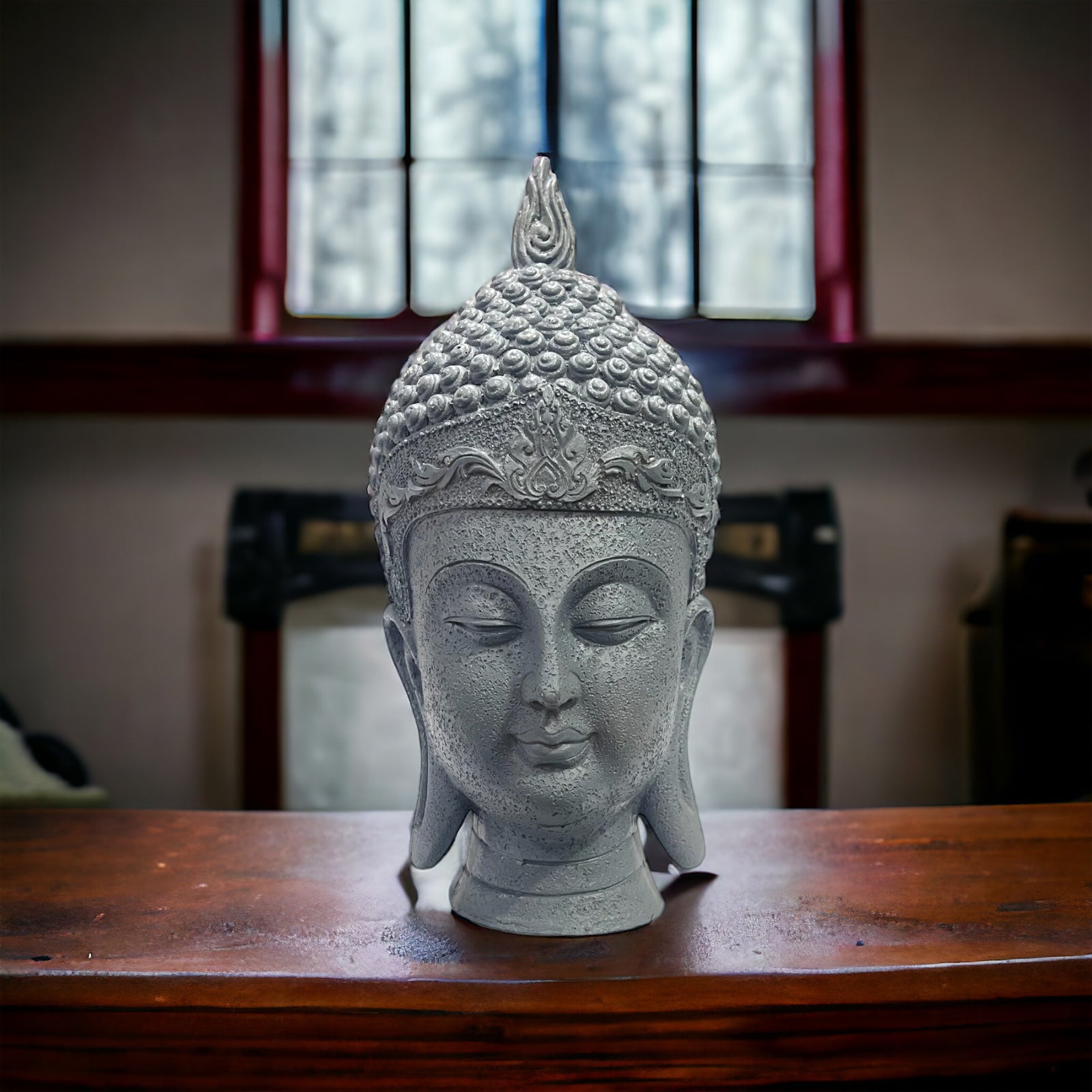 Resin Gautam Buddha Head Idol Face Showpiece  Murti for Home Decor H 21 cm