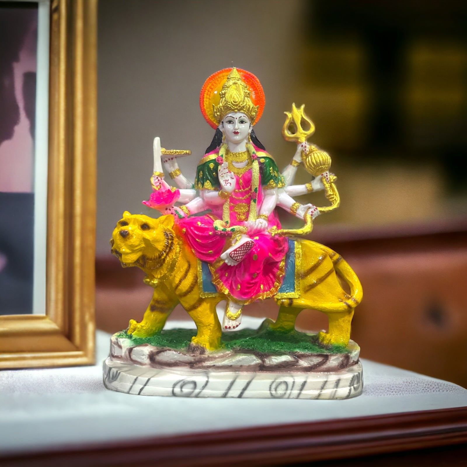 Ma Sherawali Durga Mata Ji Marble Look Idol Murti 1.5 ft