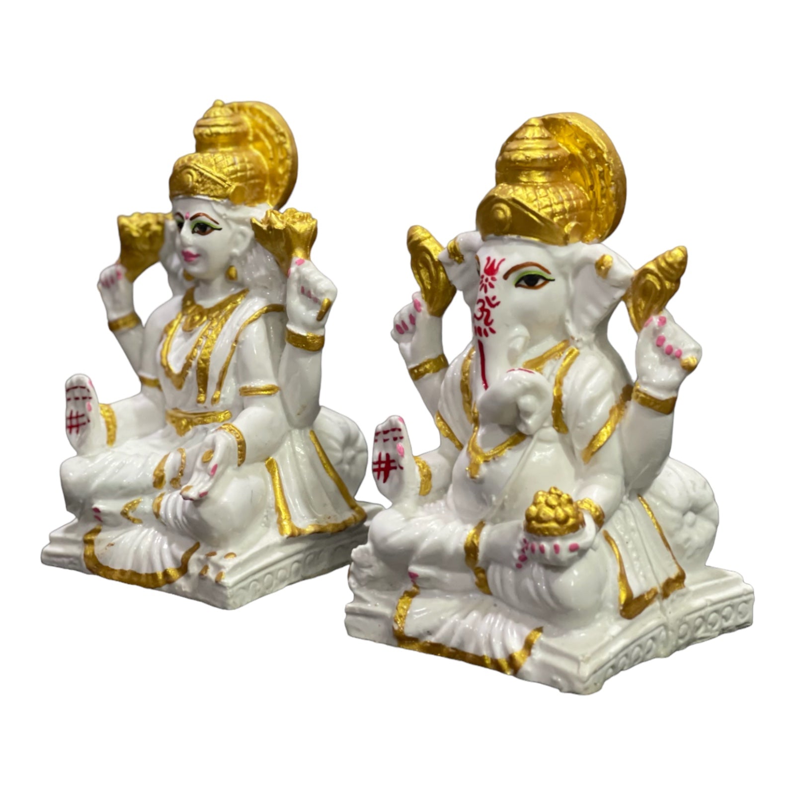 Laxmi Ganesh Idol for Home Decor Mandir Table Desktop Lakshmi Ganesha Murti H – 14 cm