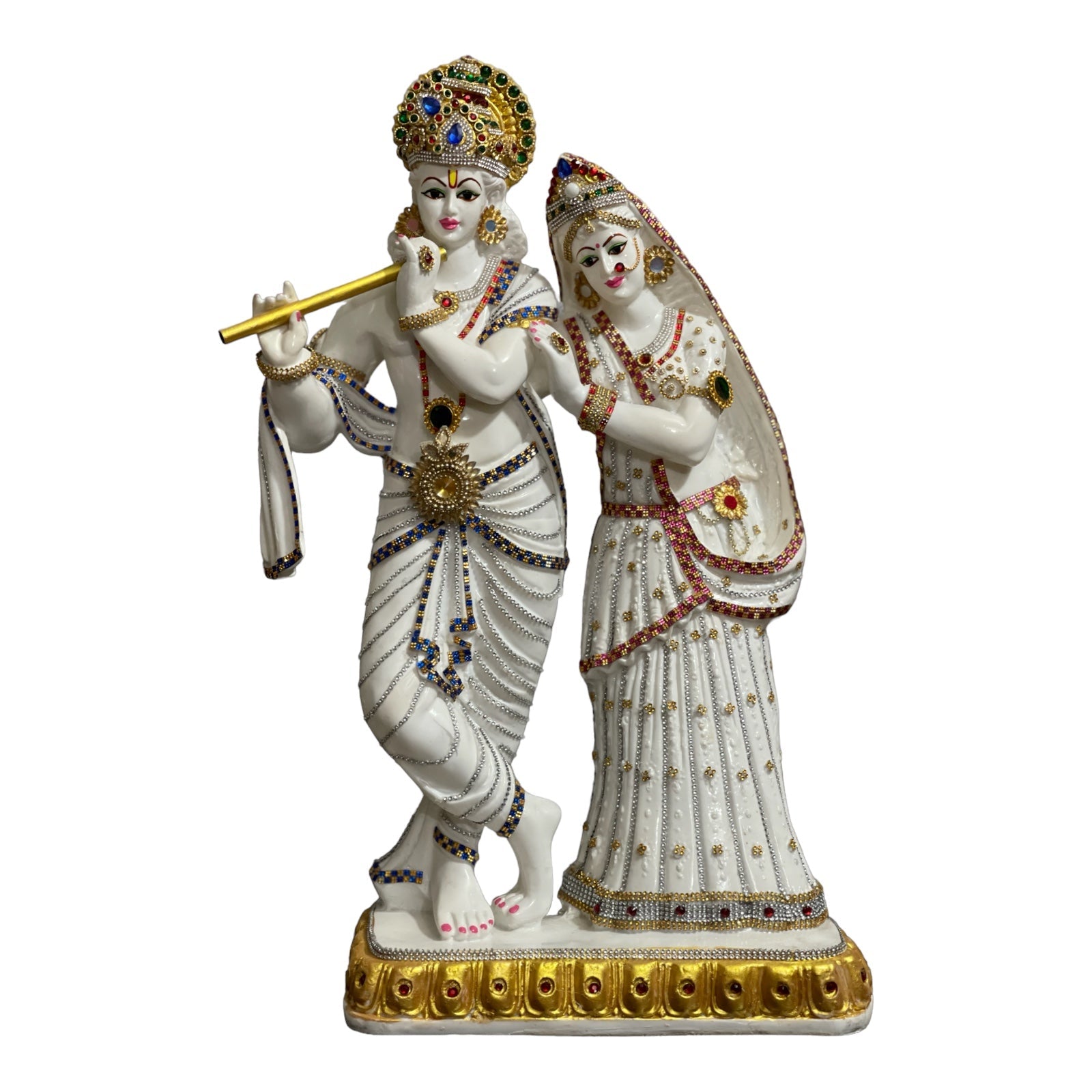 Handcrafted Radha Krishan Marble Look Beautiful Decorative Idol  H 23.5 Inches For Home Office Decor
