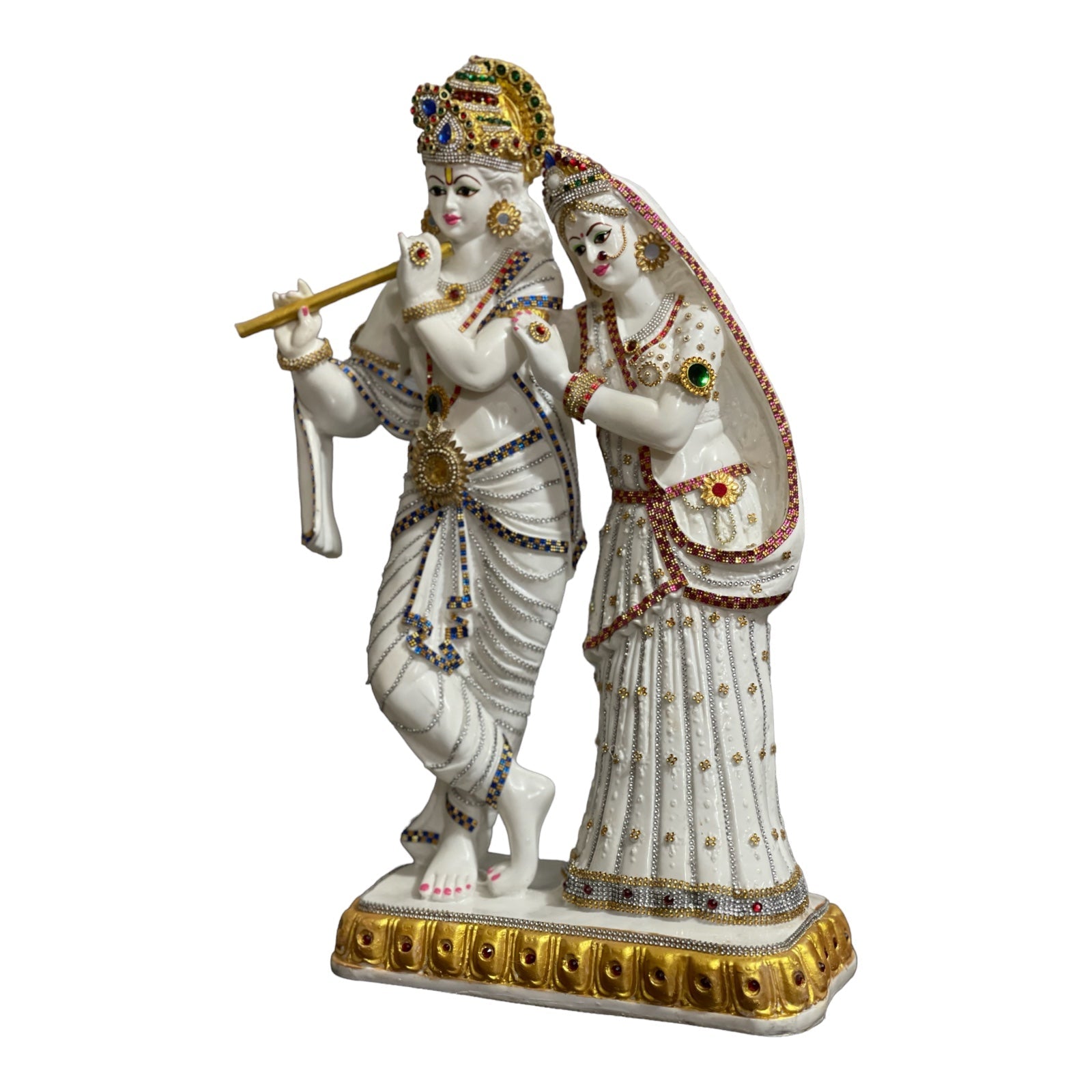 Handcrafted Radha Krishan Marble Look Beautiful Decorative Idol  H 23.5 Inches For Home Office Decor