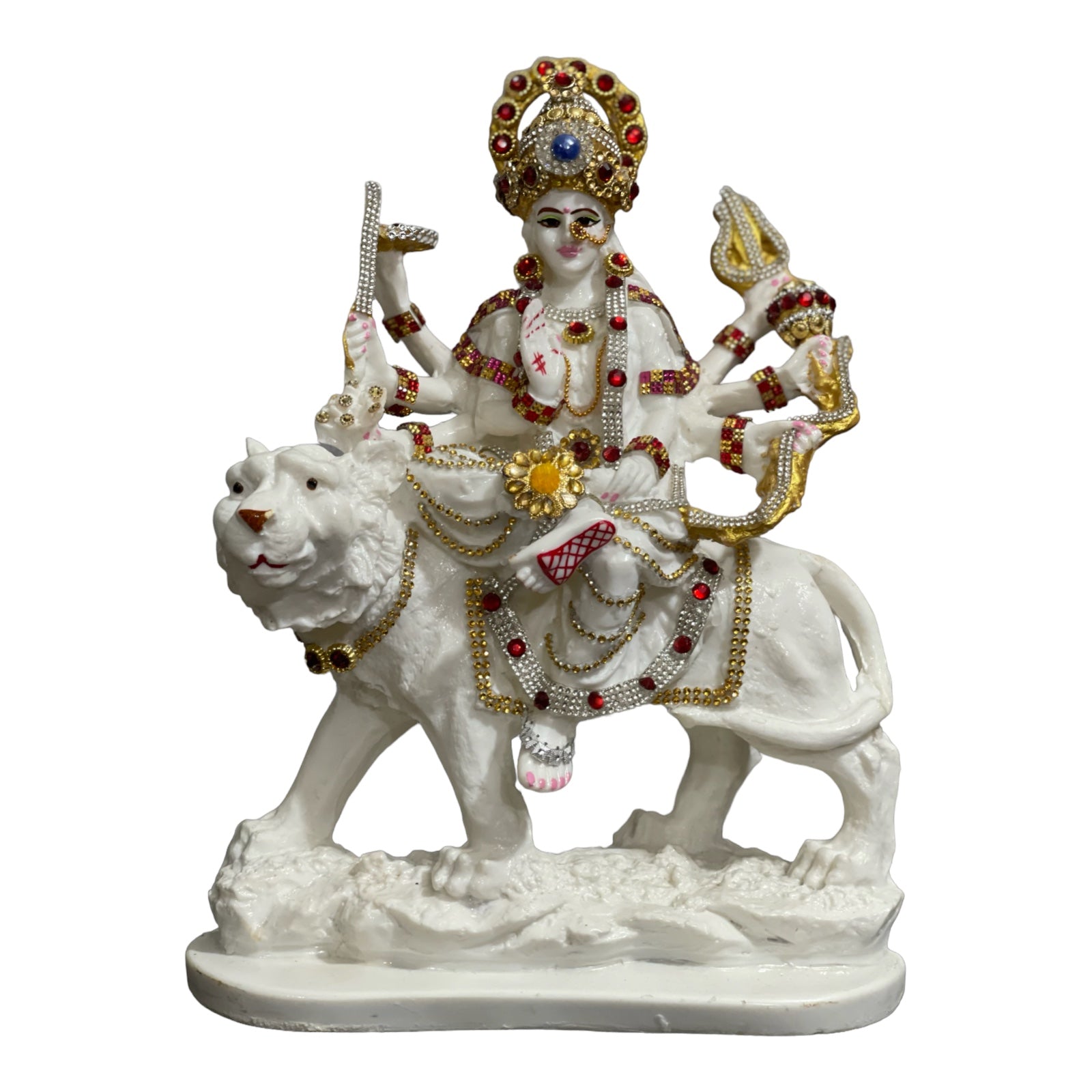 cutNcurve Ma Sherawali Jagdambe Durga Ji Mata Ji Idol Marble Look Murti H 31 cm