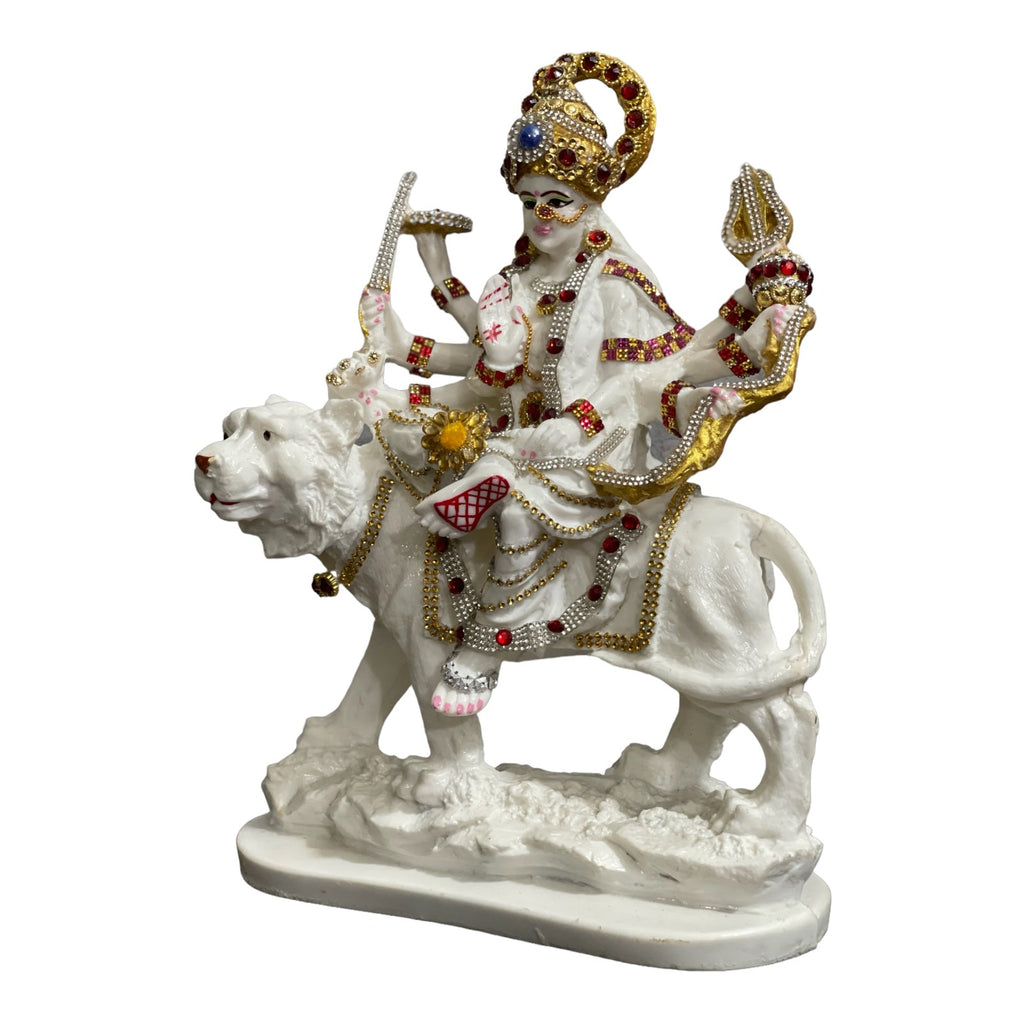 cutNcurve Ma Sherawali Jagdambe Durga Ji Mata Ji Idol Marble Look Murti H 31 cm