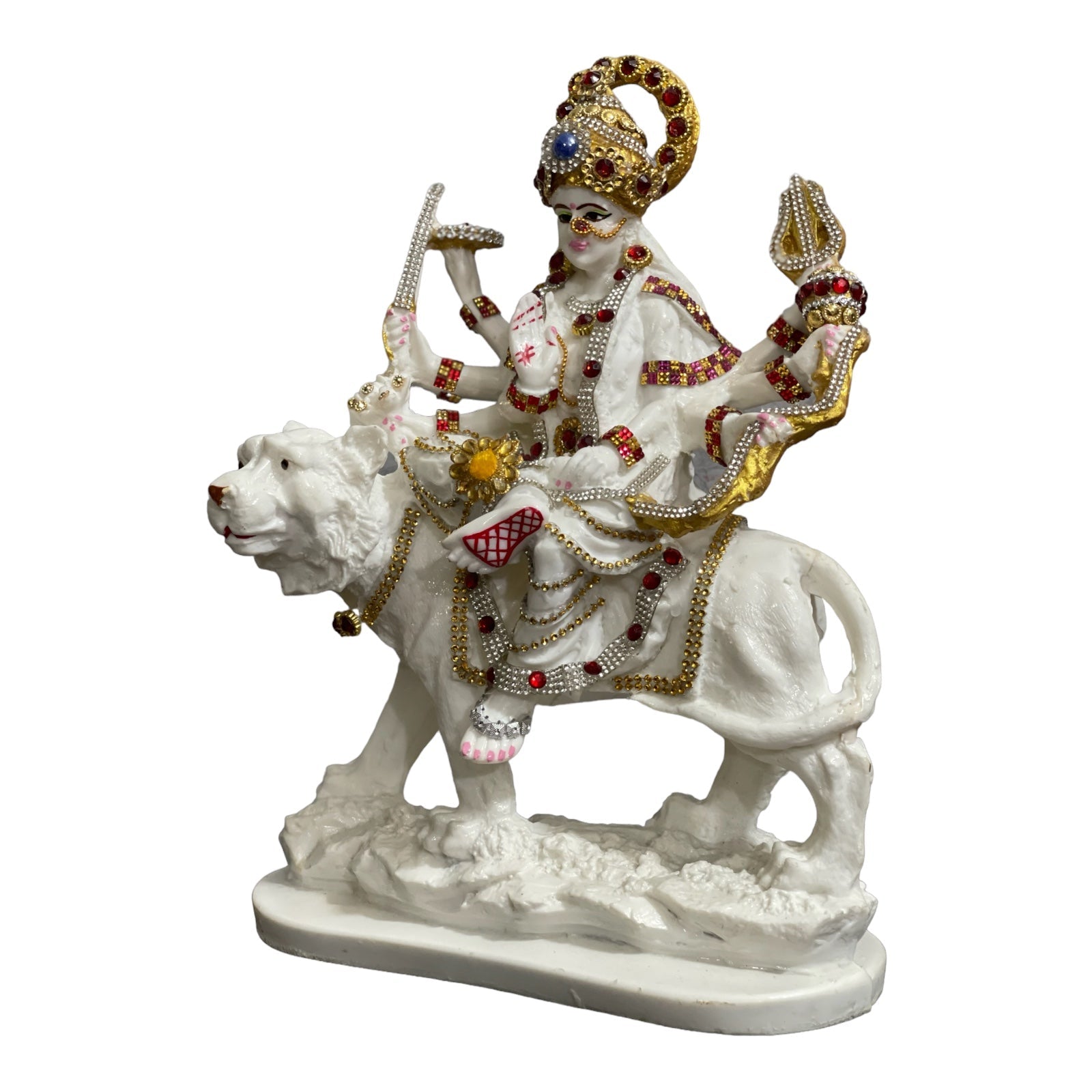 cutNcurve Ma Sherawali Jagdambe Durga Ji Mata Ji Idol Marble Look Murti H 31 cm