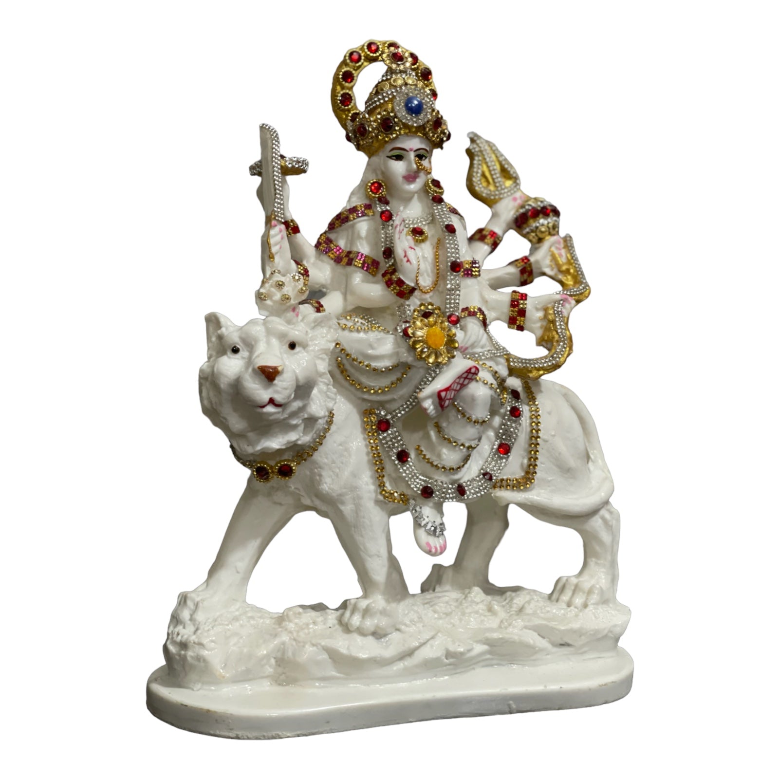 cutNcurve Ma Sherawali Jagdambe Durga Ji Mata Ji Idol Marble Look Murti H 31 cm