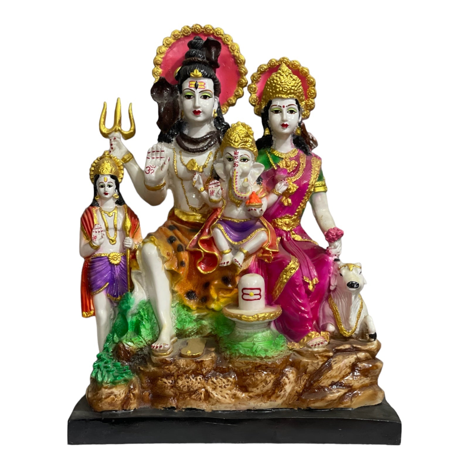 Lord Shiv Parvati Ganesh Kartikey Shiv Parivar Colourful Marble Look Shiv Parivar H 44 CM