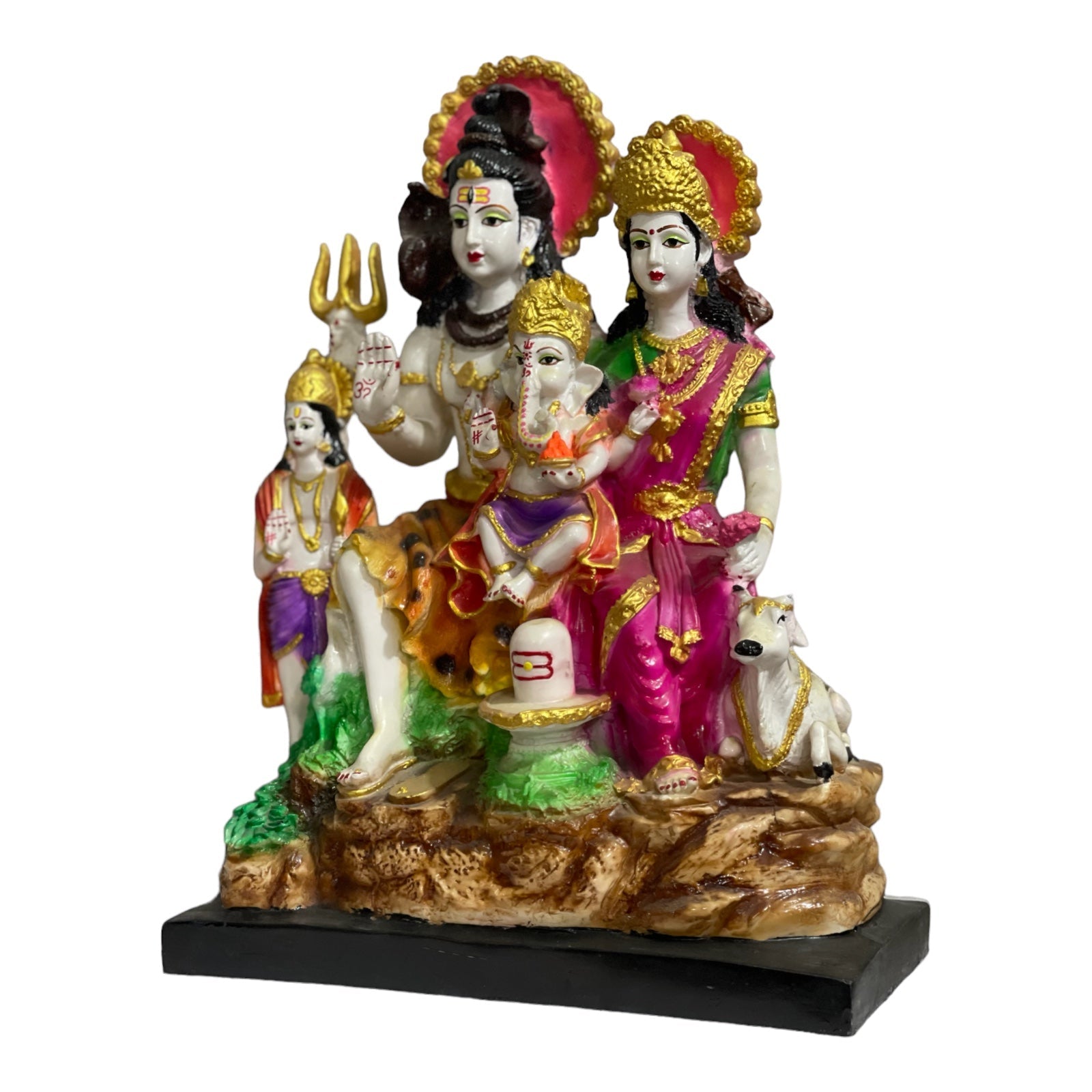Lord Shiv Parvati Ganesh Kartikey Shiv Parivar Colourful Marble Look Shiv Parivar H 44 CM