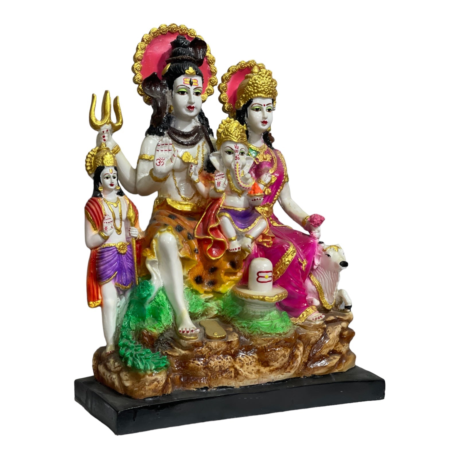 Lord Shiv Parvati Ganesh Kartikey Shiv Parivar Colourful Marble Look Shiv Parivar H 44 CM