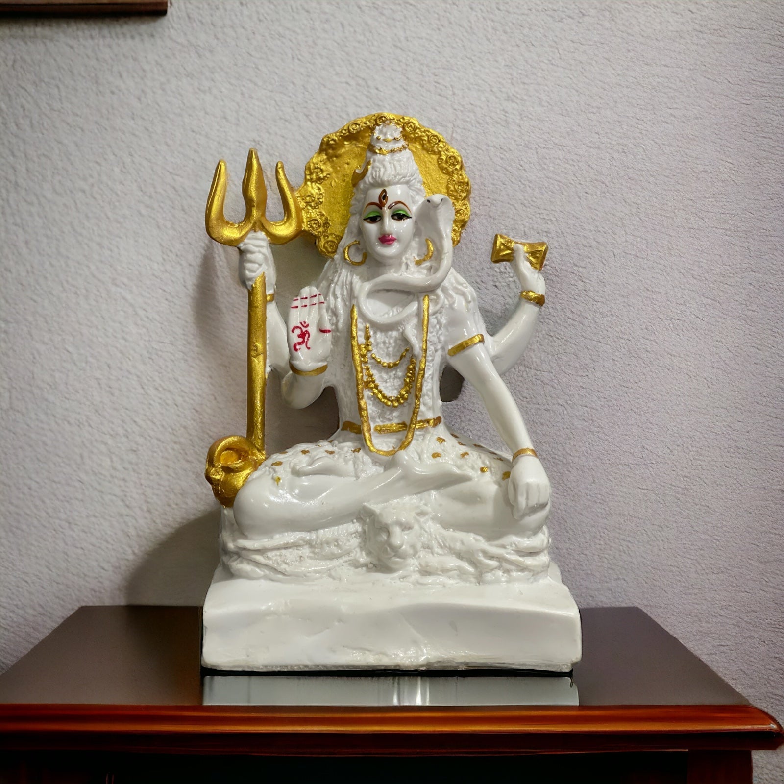 Shiva White Marble Look Blessing Murti Lord Shiva Statue H- 23 cm
