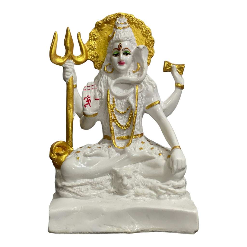 Shiva White Marble Look Blessing Murti Lord Shiva Statue H- 23 cm