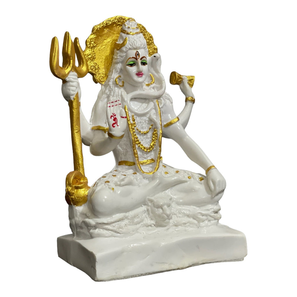 Shiva White Marble Look Blessing Murti Lord Shiva Statue H- 23 cm