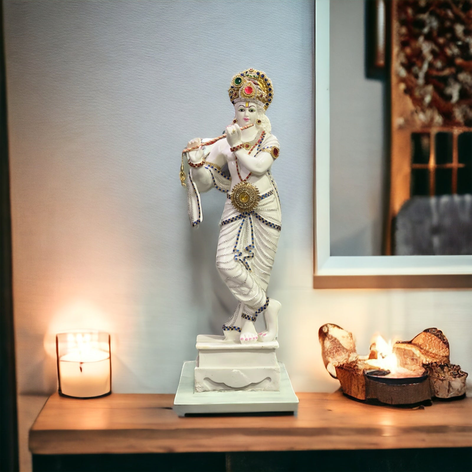 Standing Krishna with Bansuri Decorative Look Marble, Height-63 CM
