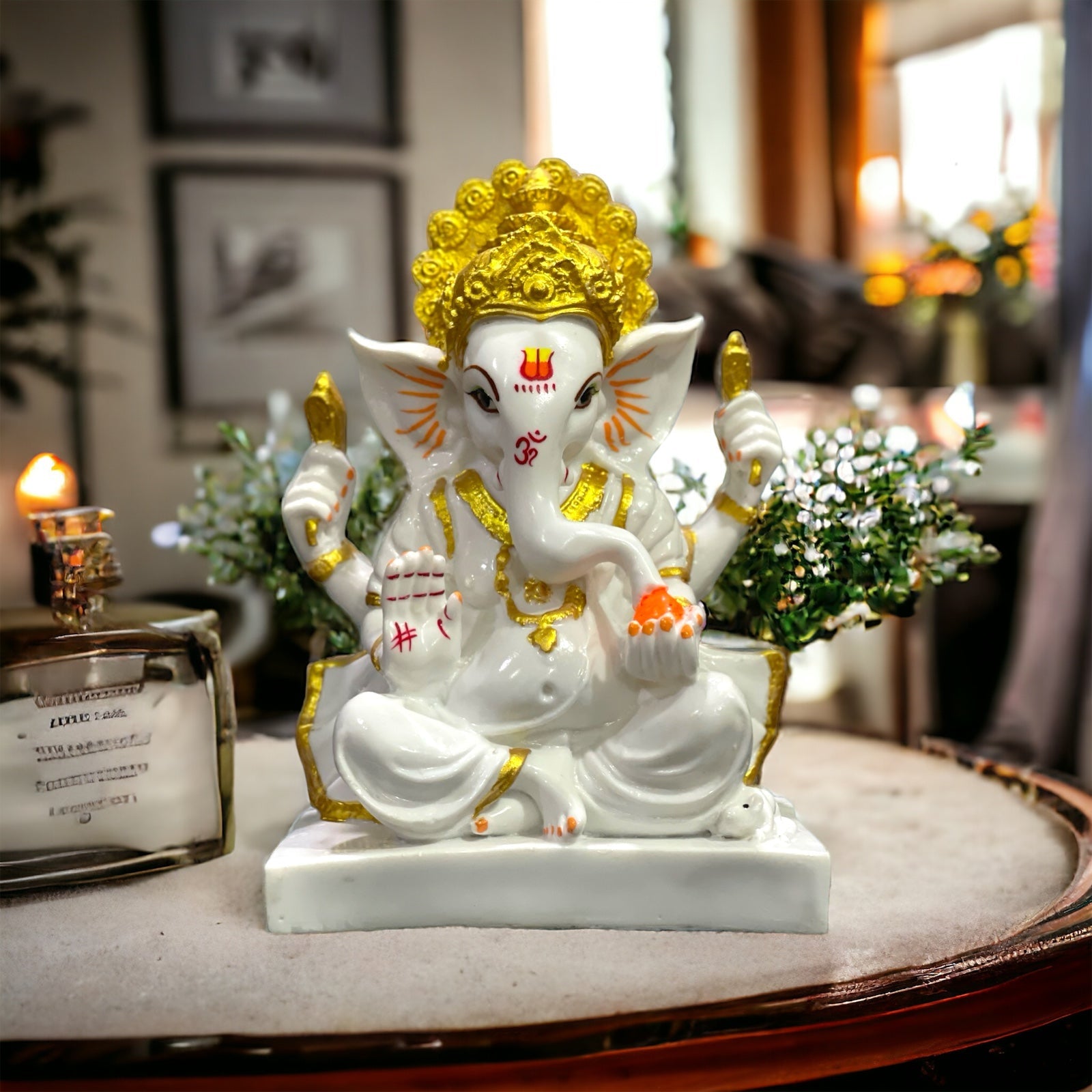 Ganesha Marble Statue Best Gift For Grah Pravesh, H-23 cm