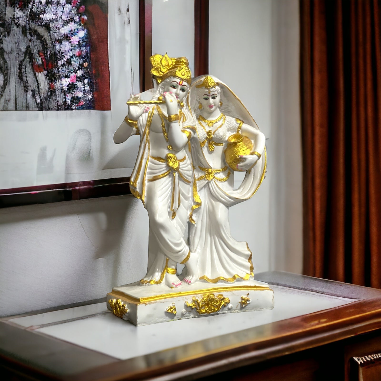 Lord Radha Krishna Marble Statue Radha idol for Home Pooja Gift Home Decoration H -40 cm