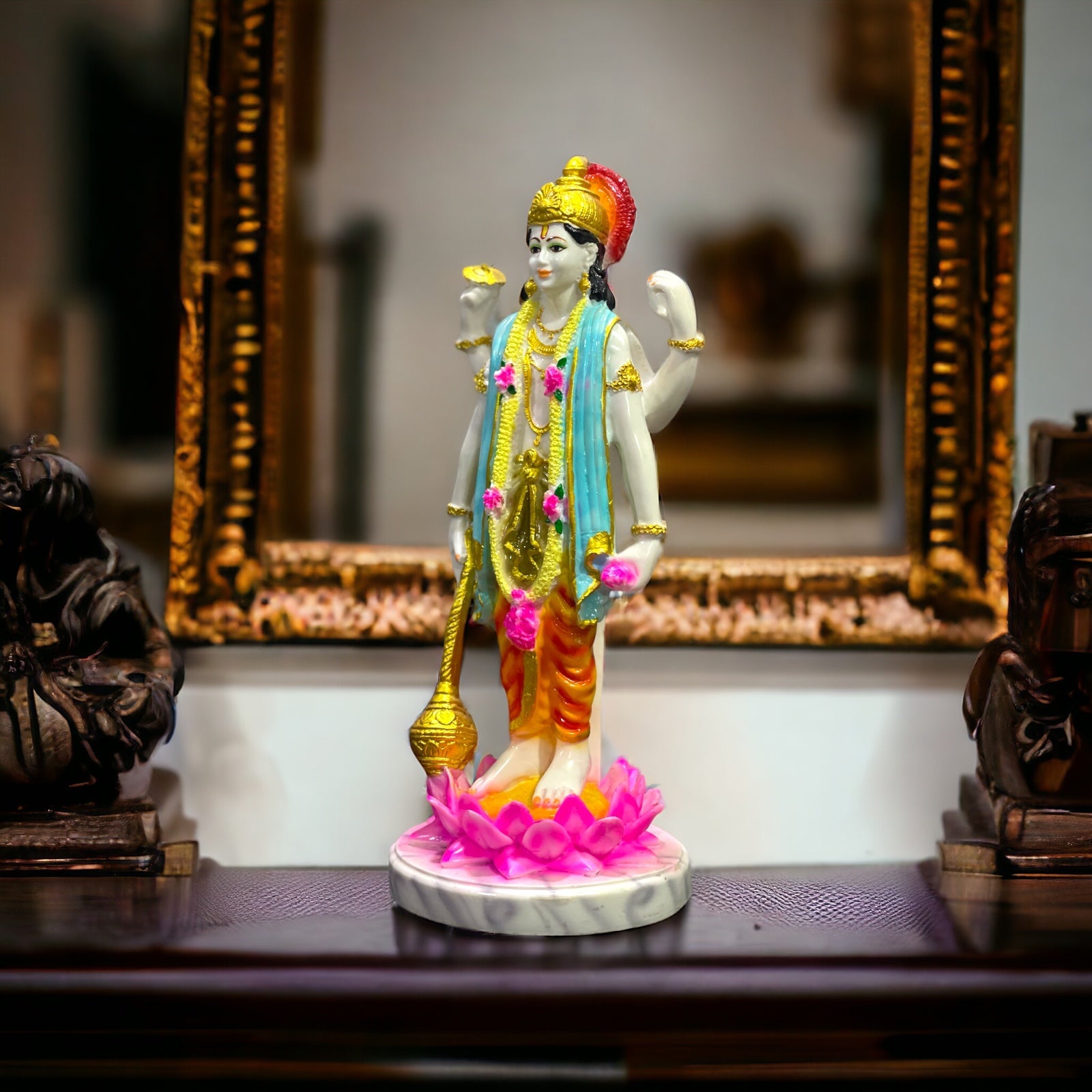 Lord Narayana Standing Vishnu Narayana Marble Look Idol Narayana Murtie H 40 cm