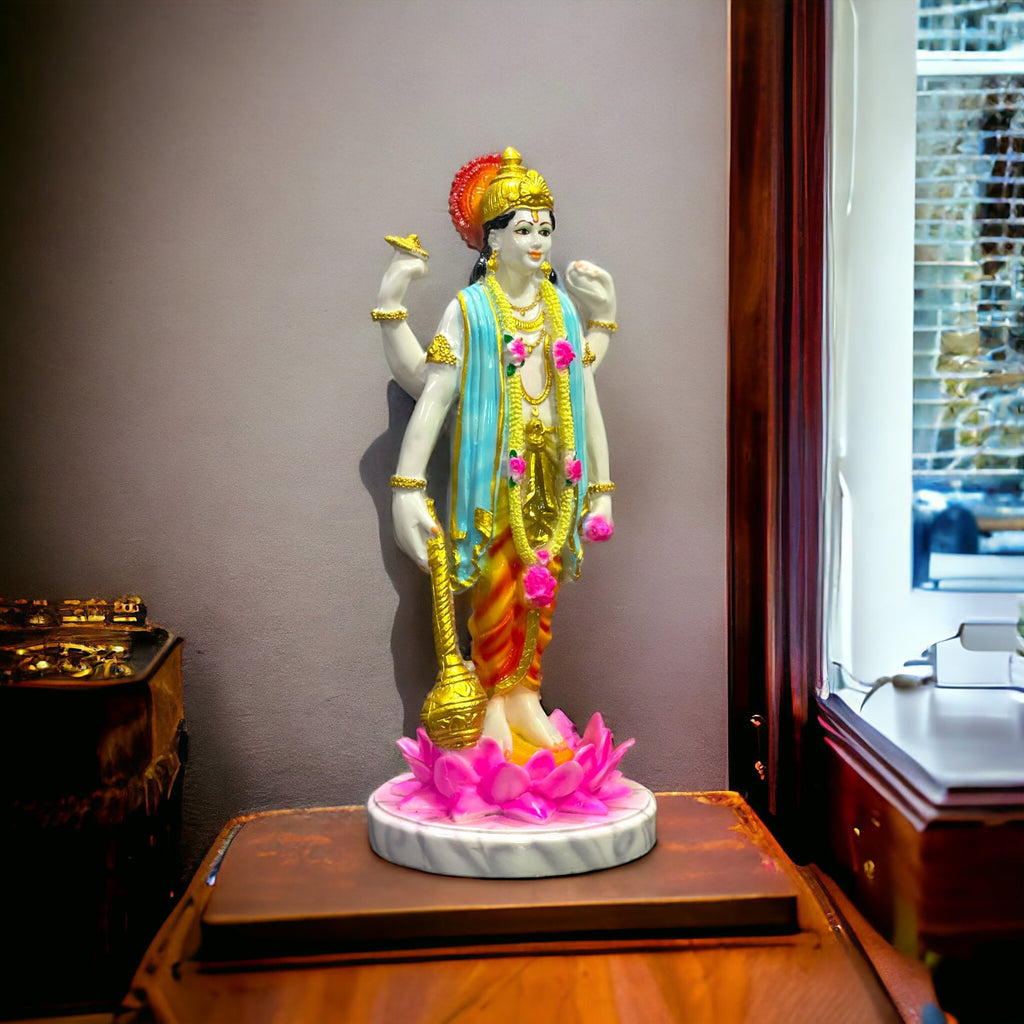 Lord Narayana Standing Vishnu Narayana Marble Look Idol Narayana Murtie H 40 cm