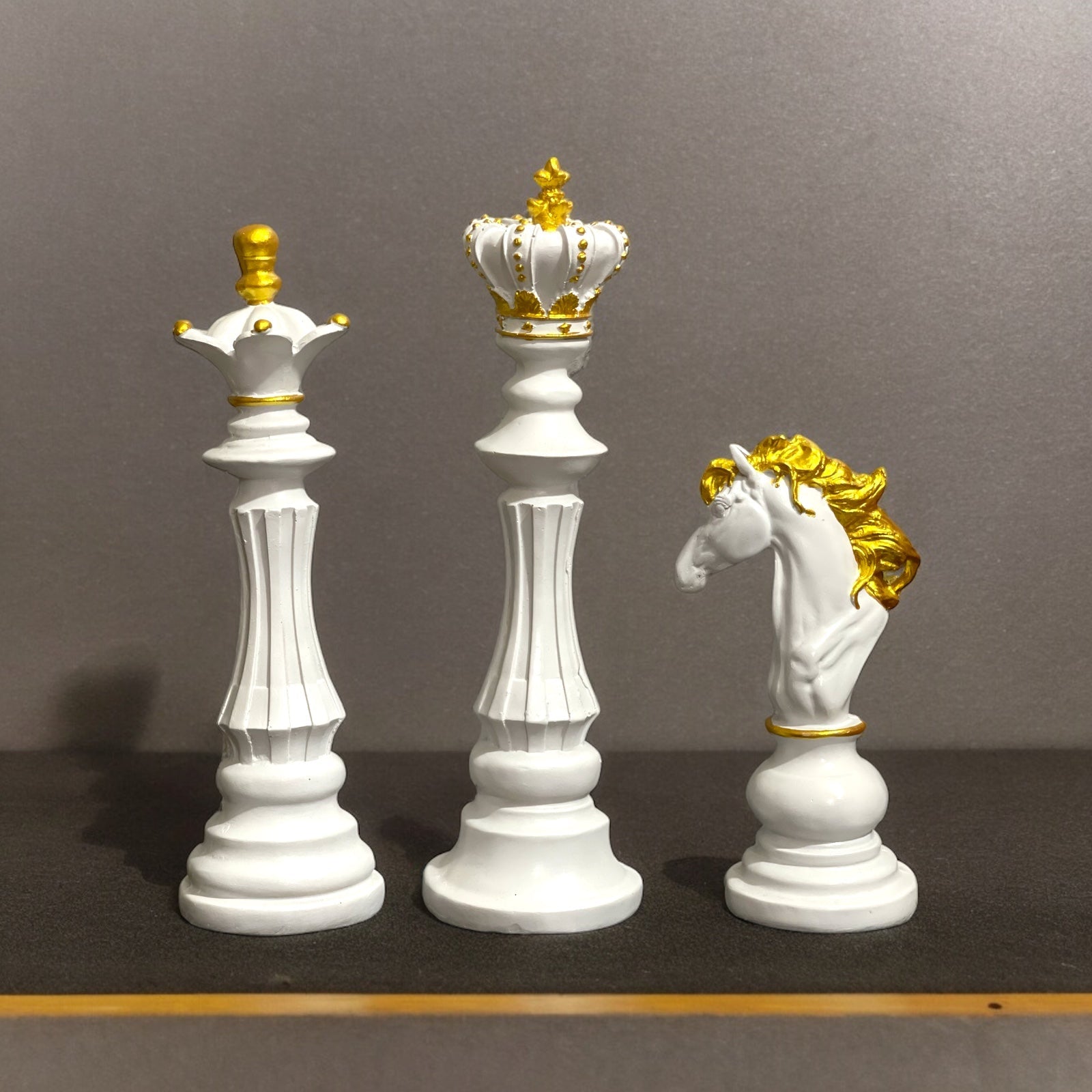 Abstract Creative Chess White Showpiece For Living Room - Set of 3