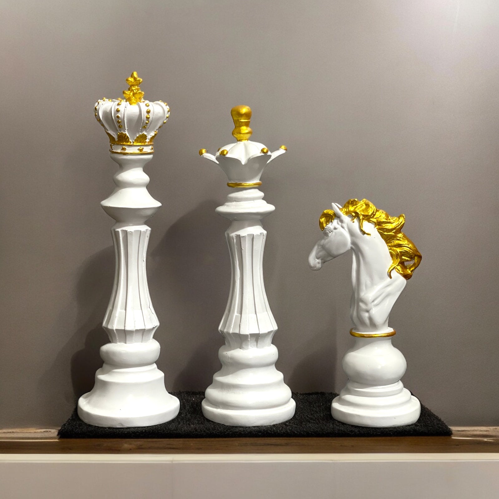 Abstract Creative Chess White Showpiece For Living Room - Set of 3