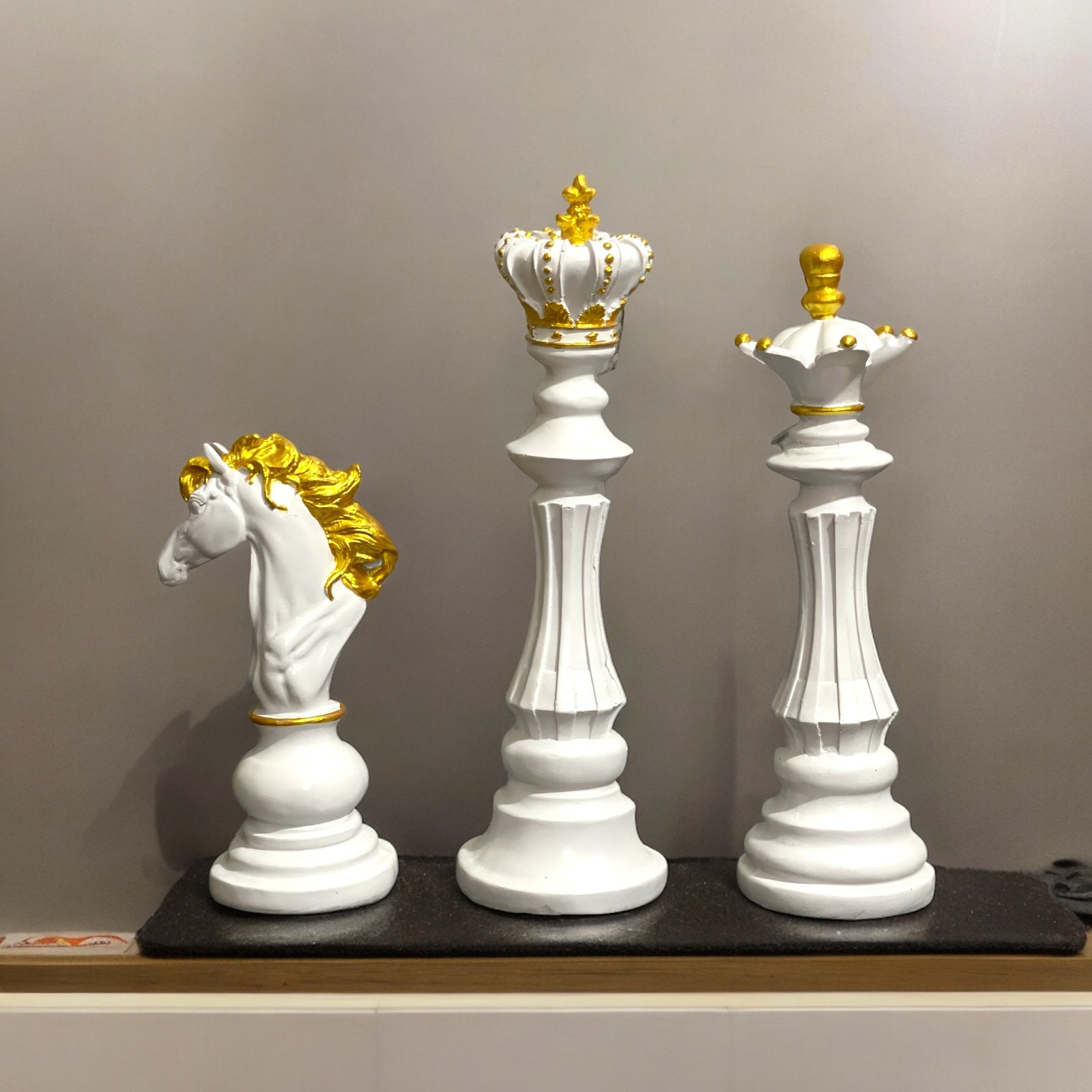 Abstract Creative Chess White Showpiece For Living Room - Set of 3