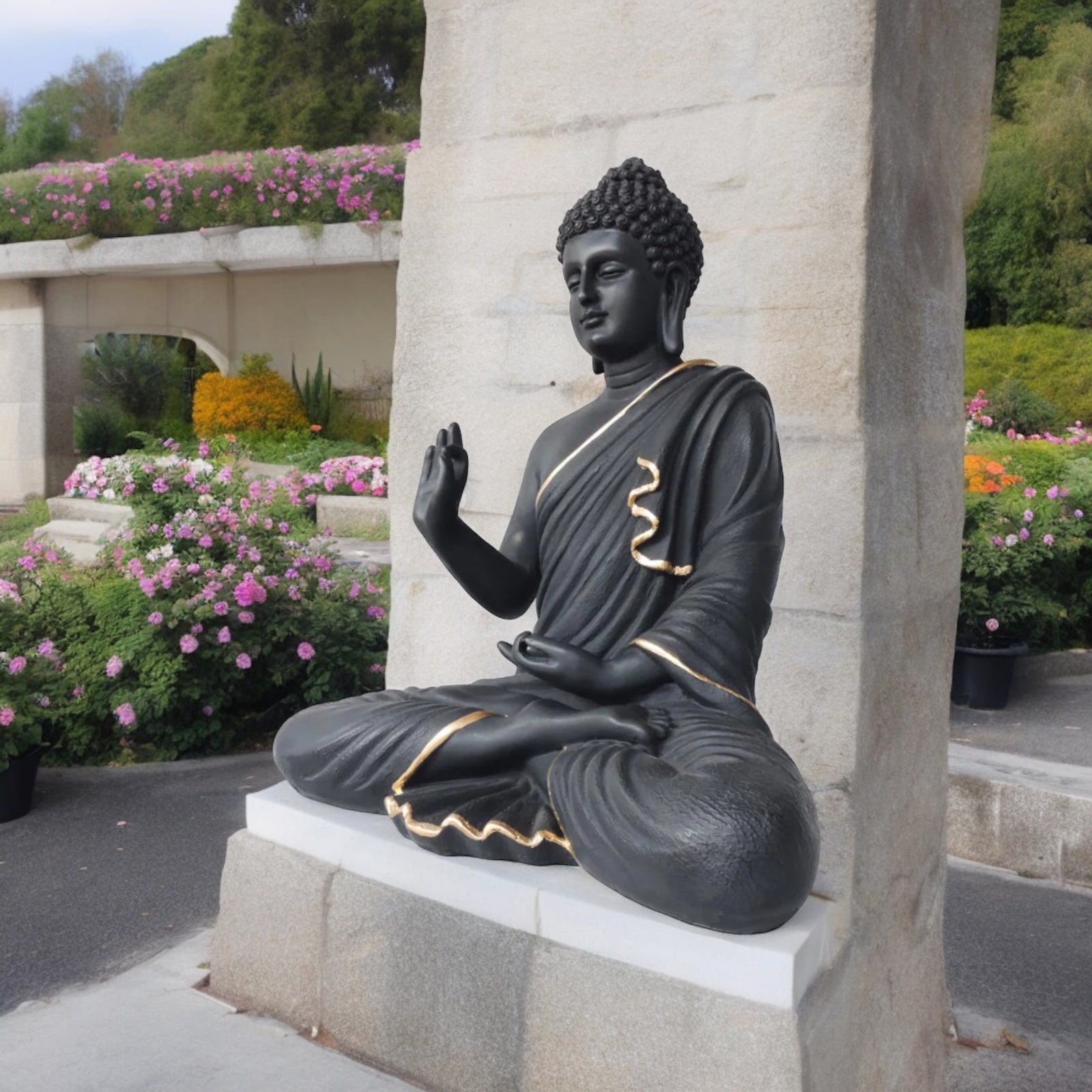 Meditating Buddha Mudra Showpiece Best for Home office décor Idol H- 37 CM