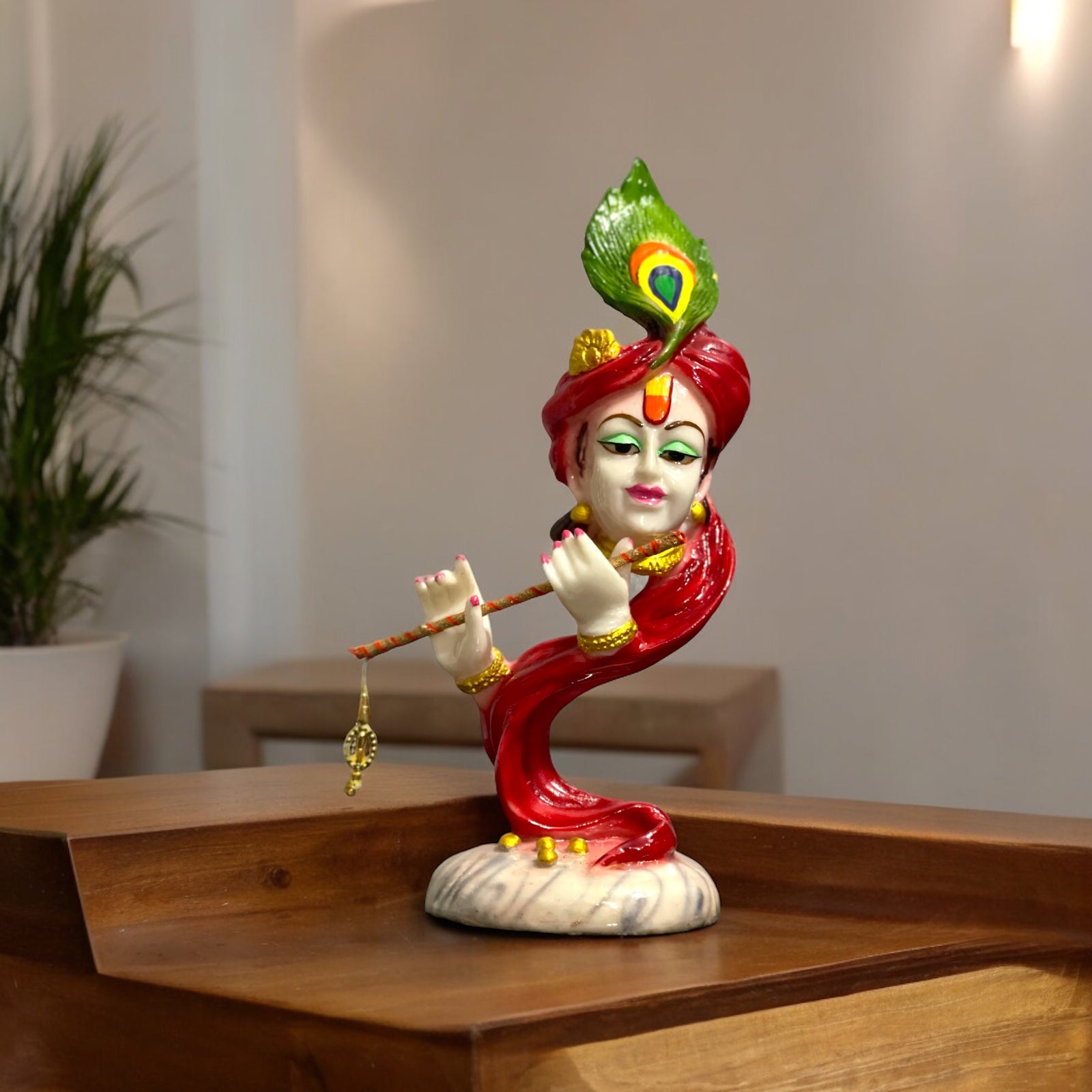 Curved Pankh Krishan Cute Colourful Idol, H-33 cm