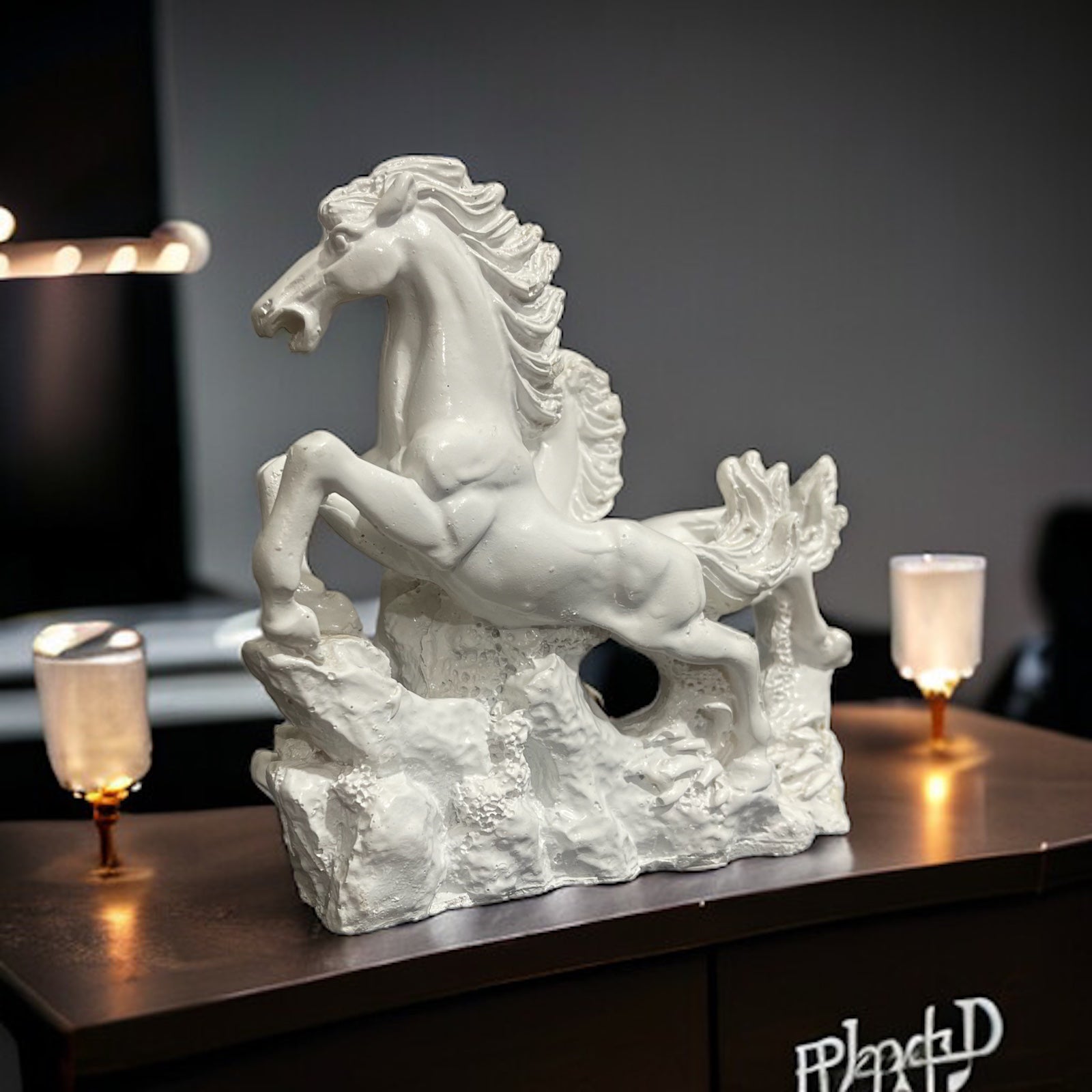 Resin White Running Horses for Feng Shui and Vastu for Positive Energy H- 16 cm