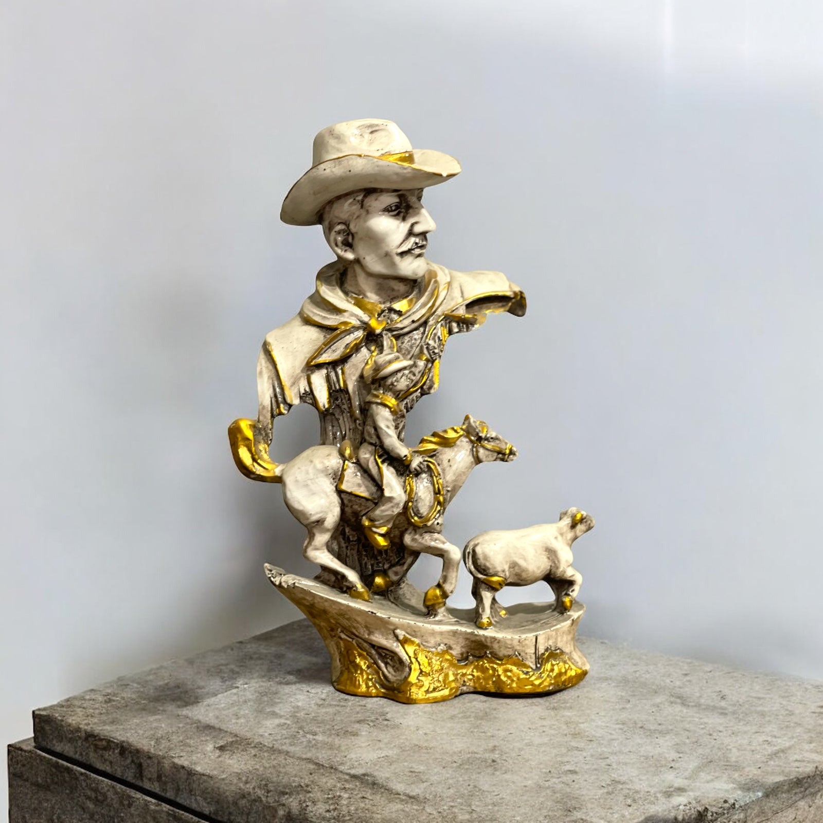 Abstract Man with Horse Statue Sculpture Figurine H- 23 cm