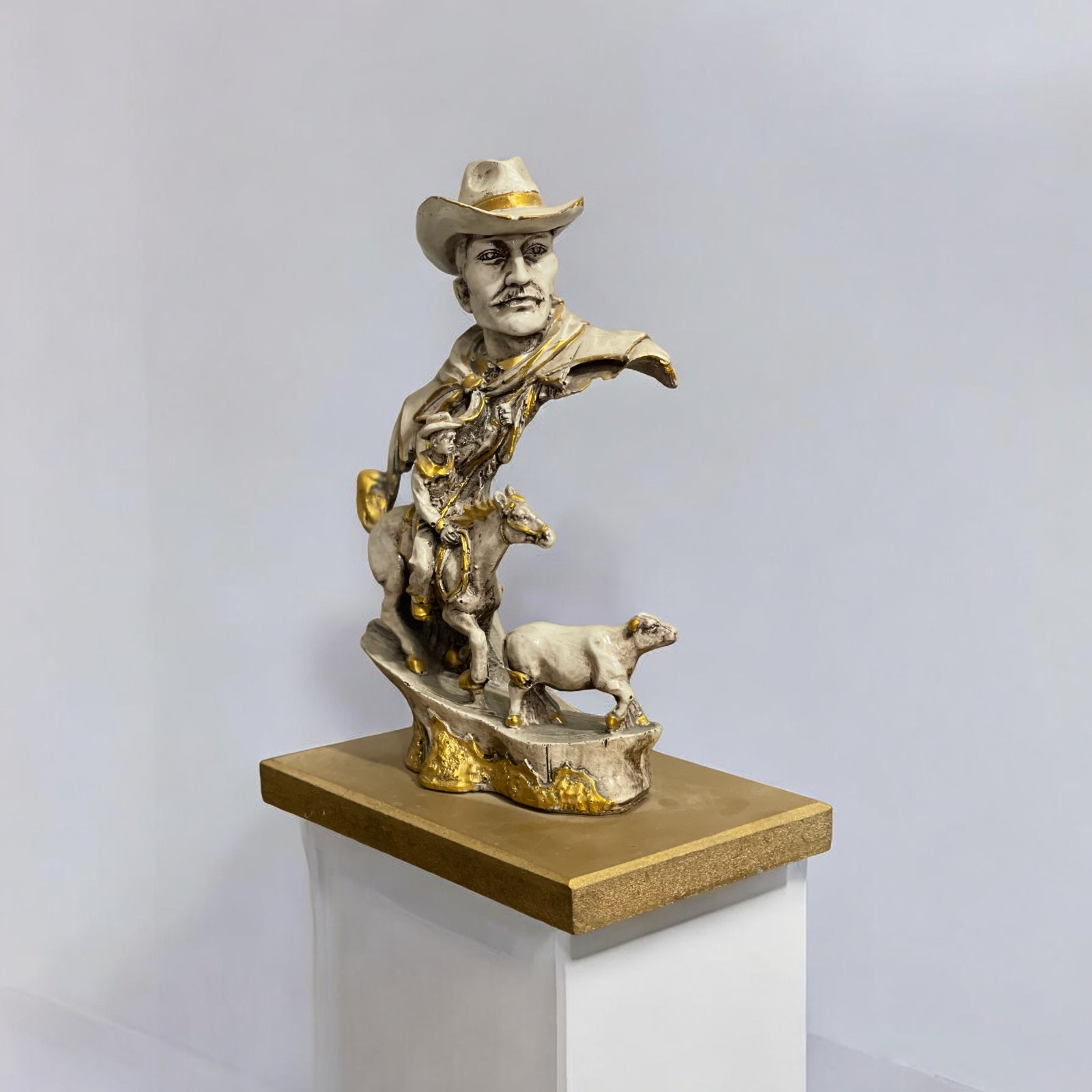 Abstract Man with Horse Statue Sculpture Figurine H- 23 cm