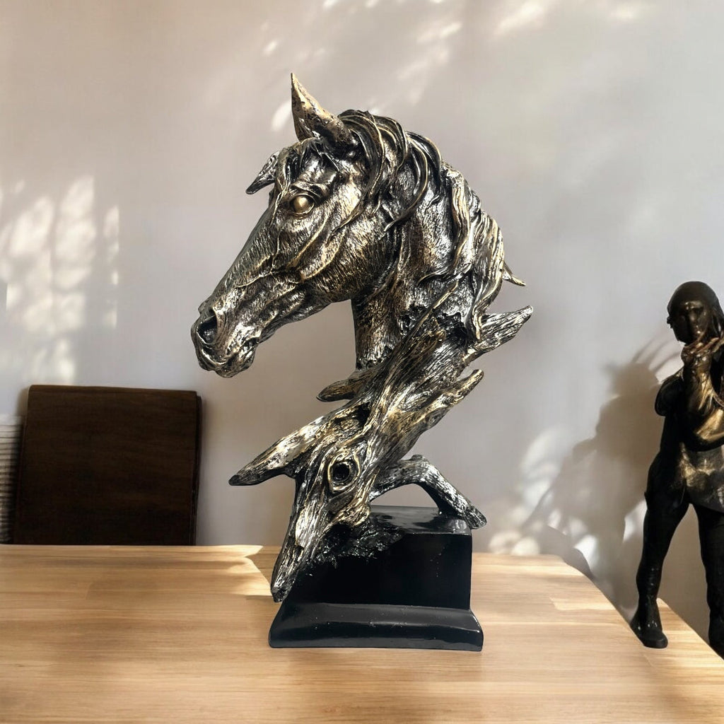 cutNcurve Horse Face Sculpture – Antique Copper Finish | Aesthetic Vastu & Feng Shui Decor Piece | Home Office Decoration and Gifting