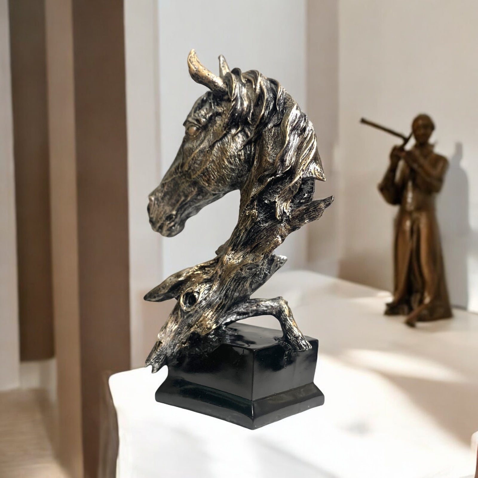cutNcurve Horse Face Sculpture – Antique Copper Finish | Aesthetic Vastu & Feng Shui Decor Piece | Home Office Decoration and Gifting