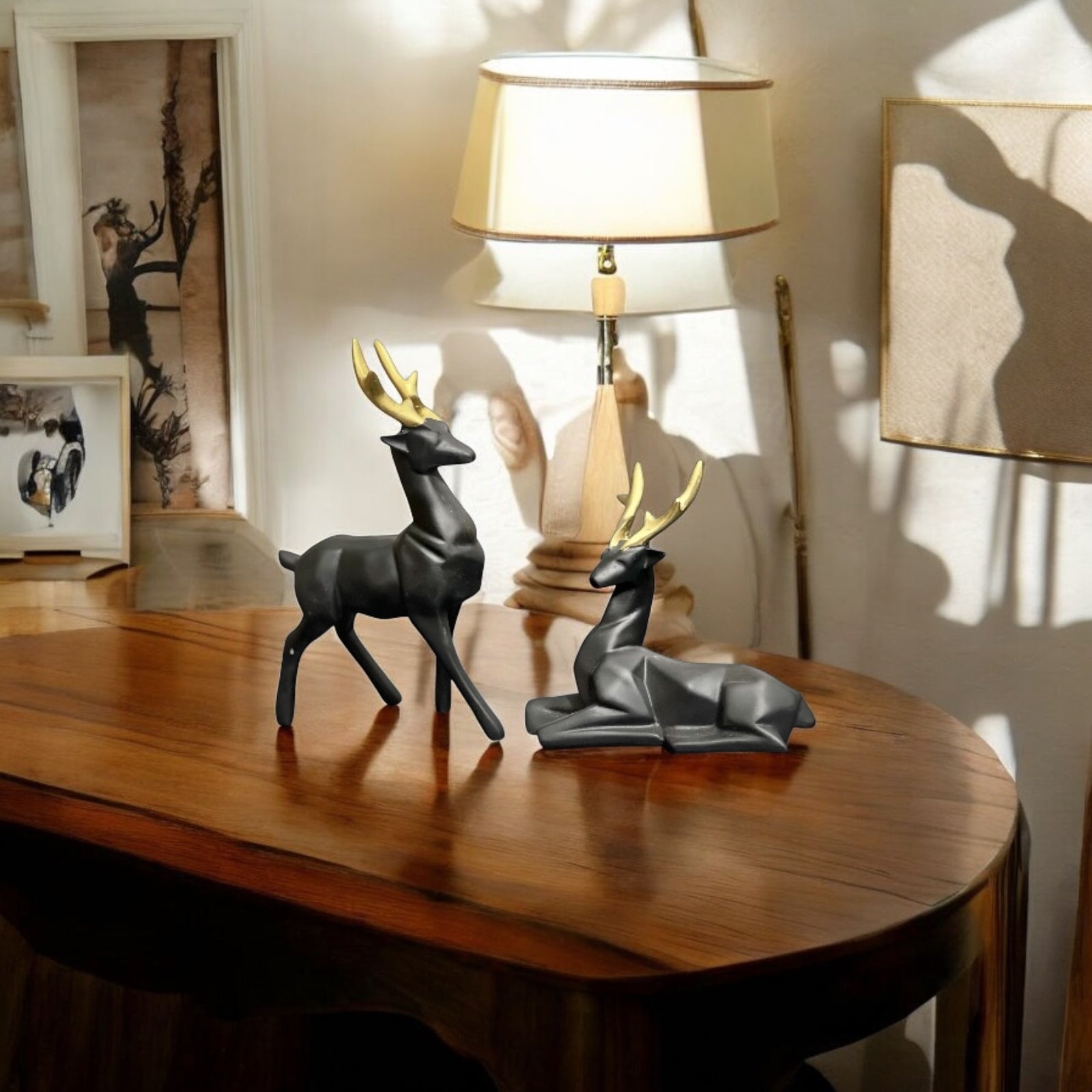Elegant Deer Set Showpiece Best For Gifting Office Home Decor H- 20 cm