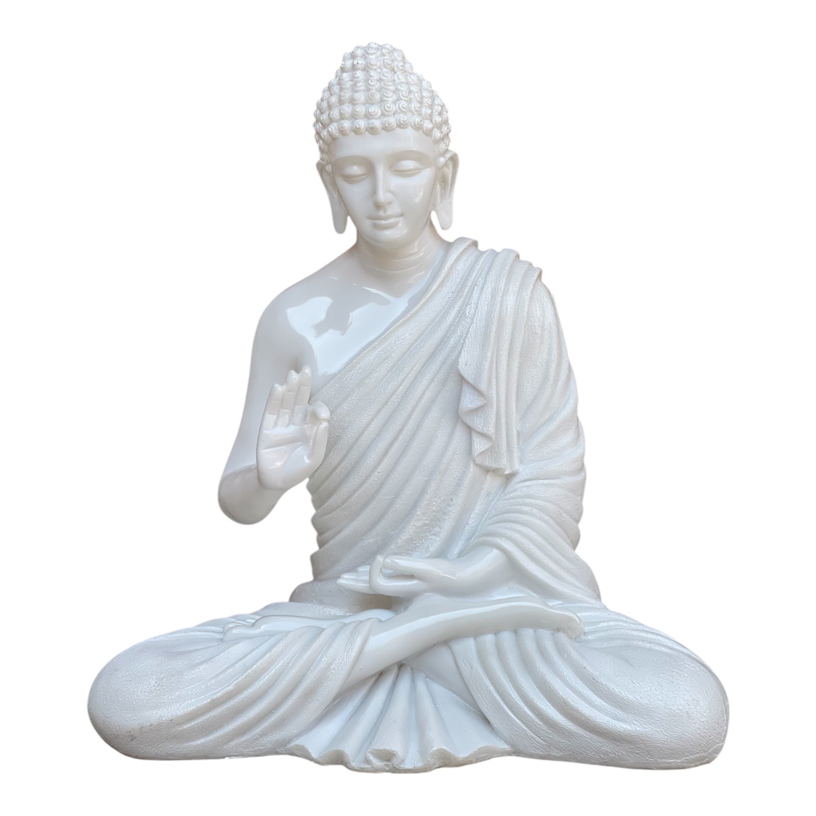 Meditating Buddha White Marble Look Statue Symbol of Peace Home decor Idol H- 22 inches