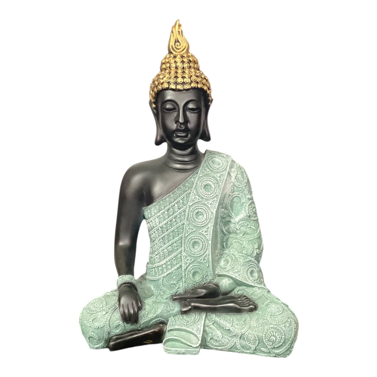 Resin Handcrafted Gautam Buddha Statue Bhumisparsha Mudra Symbol of Peace Home décor Idol H- 15 Inches
