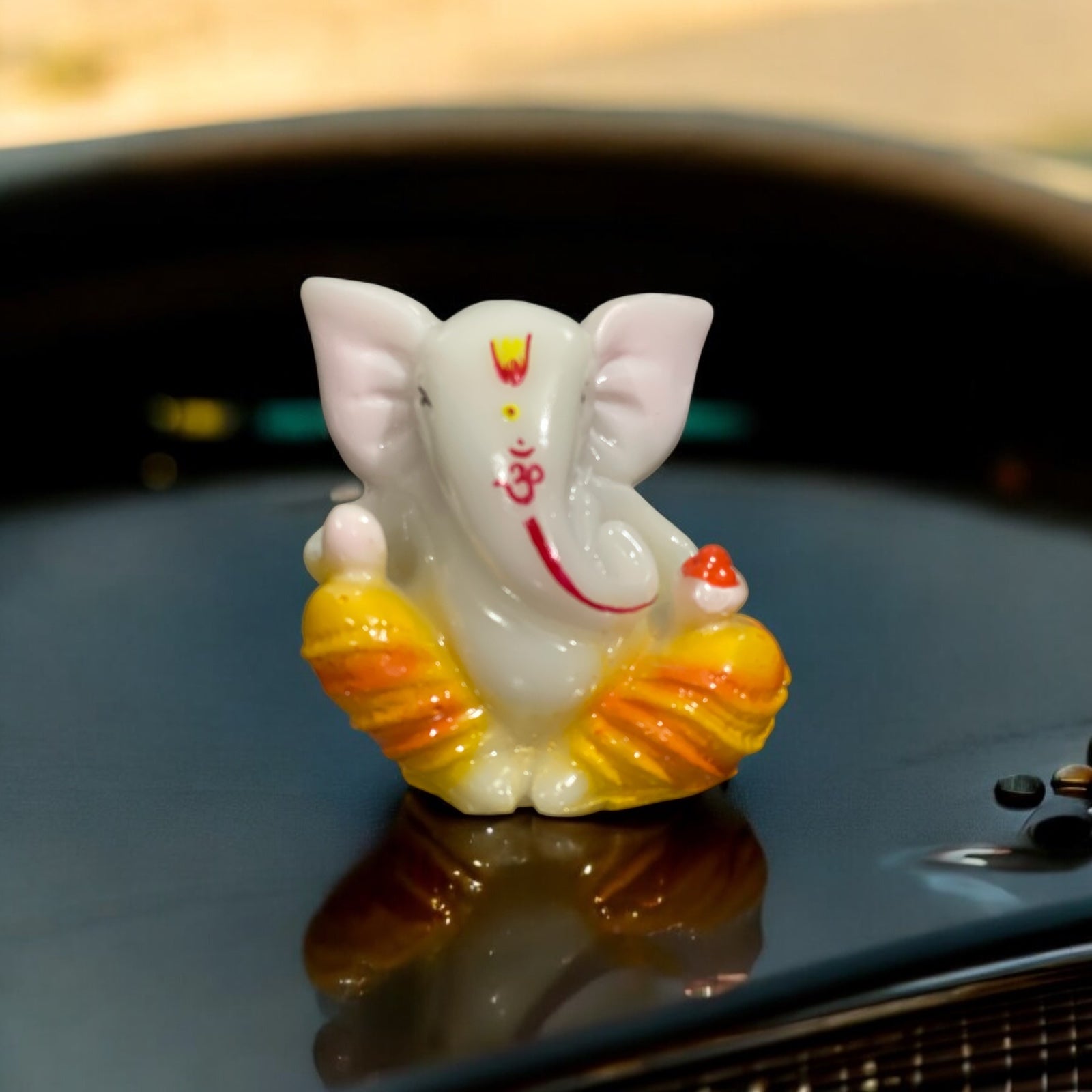 Lord Cute Ganesh Idol Lucky Ganesh Idol For Vehicle Car Dashboard Gifting Office Puja Decor Height 2.75 Inches
