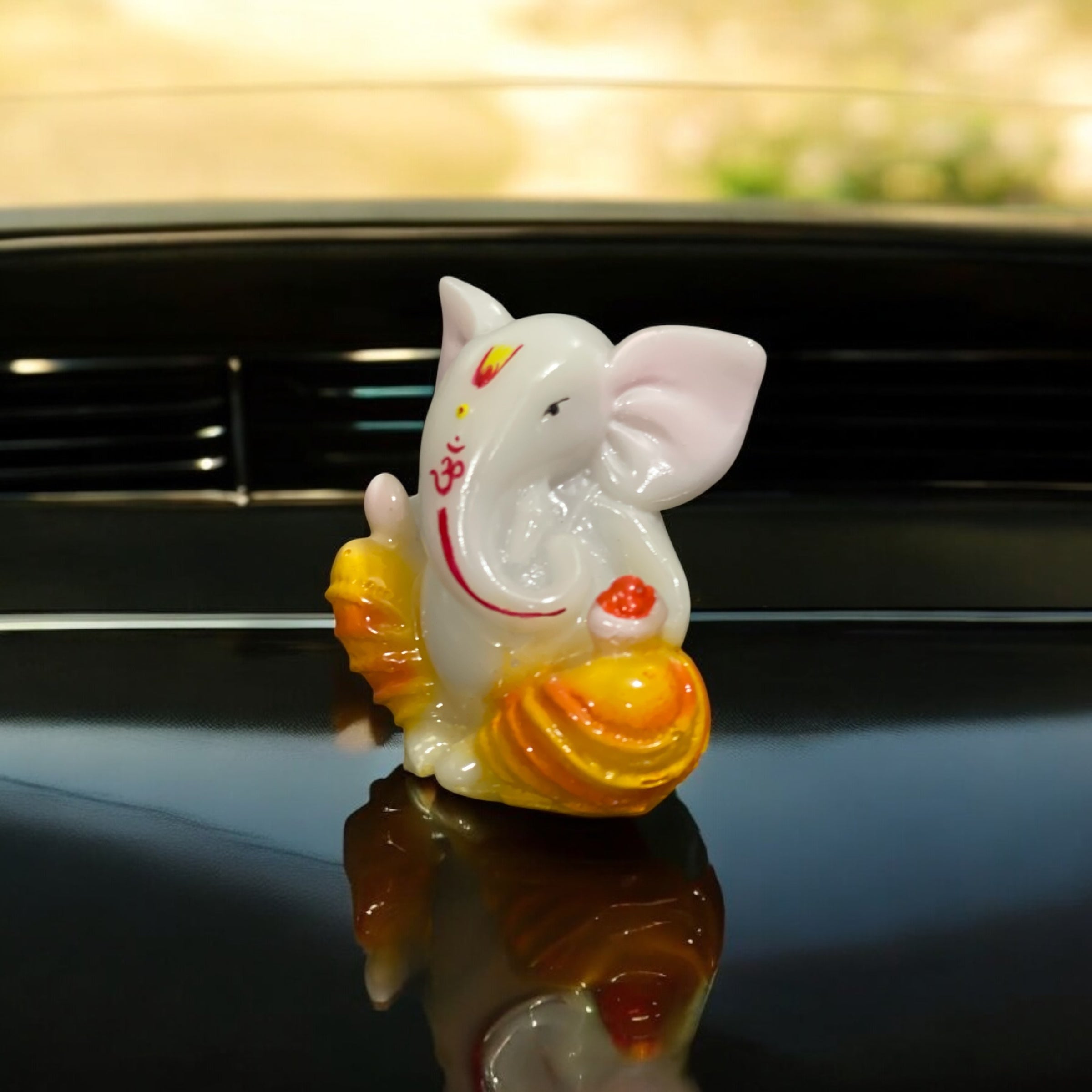Lord Cute Ganesh Idol Lucky Ganesh Idol For Vehicle Car Dashboard Gifting Office Puja Decor Height 2.75 Inches
