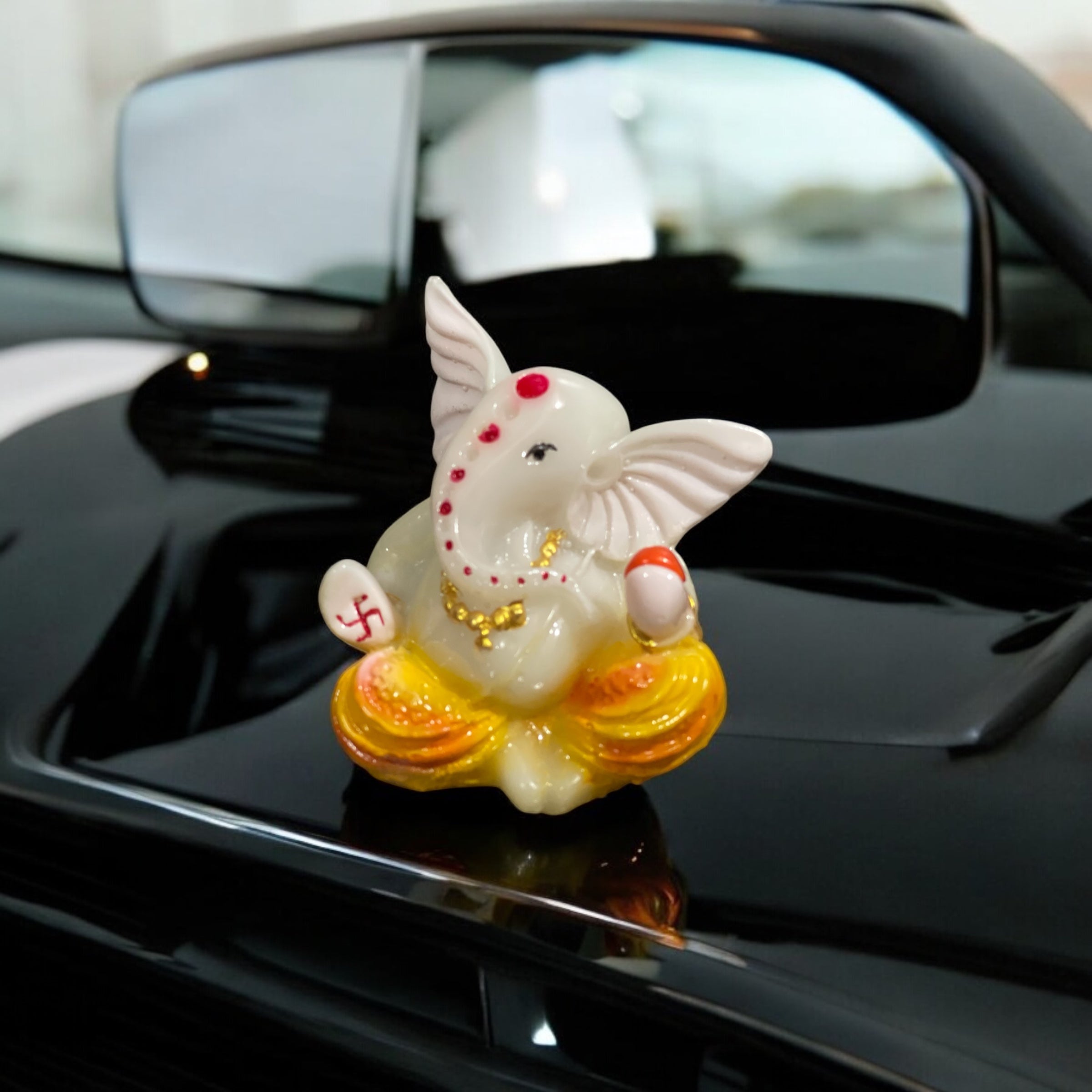 Small Lord Ganpati Statue Best For Car Dashboard Gifting Office Home Puja Decor Height 2.75 Inches