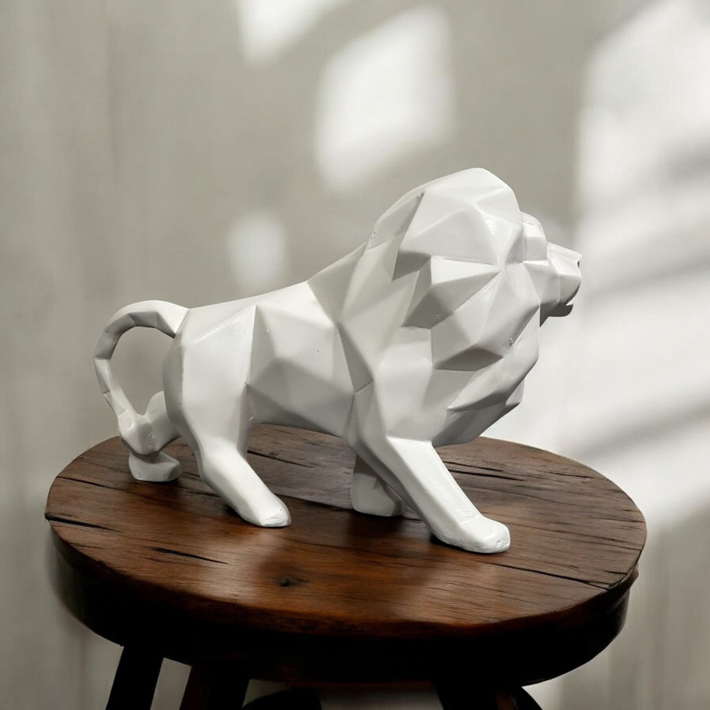 A Prowling Lion With A Modern Geometric Shape Showpiece Best For Gifting Office Home Decor H- 15 cm