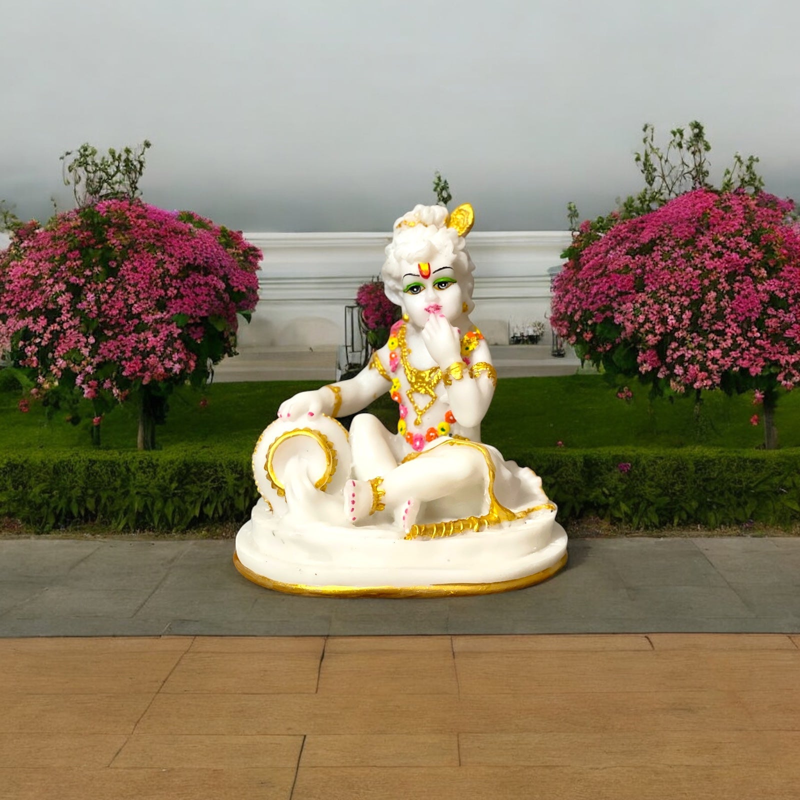 Makhan Chor Marble Krishan Statue, Height -19 cm