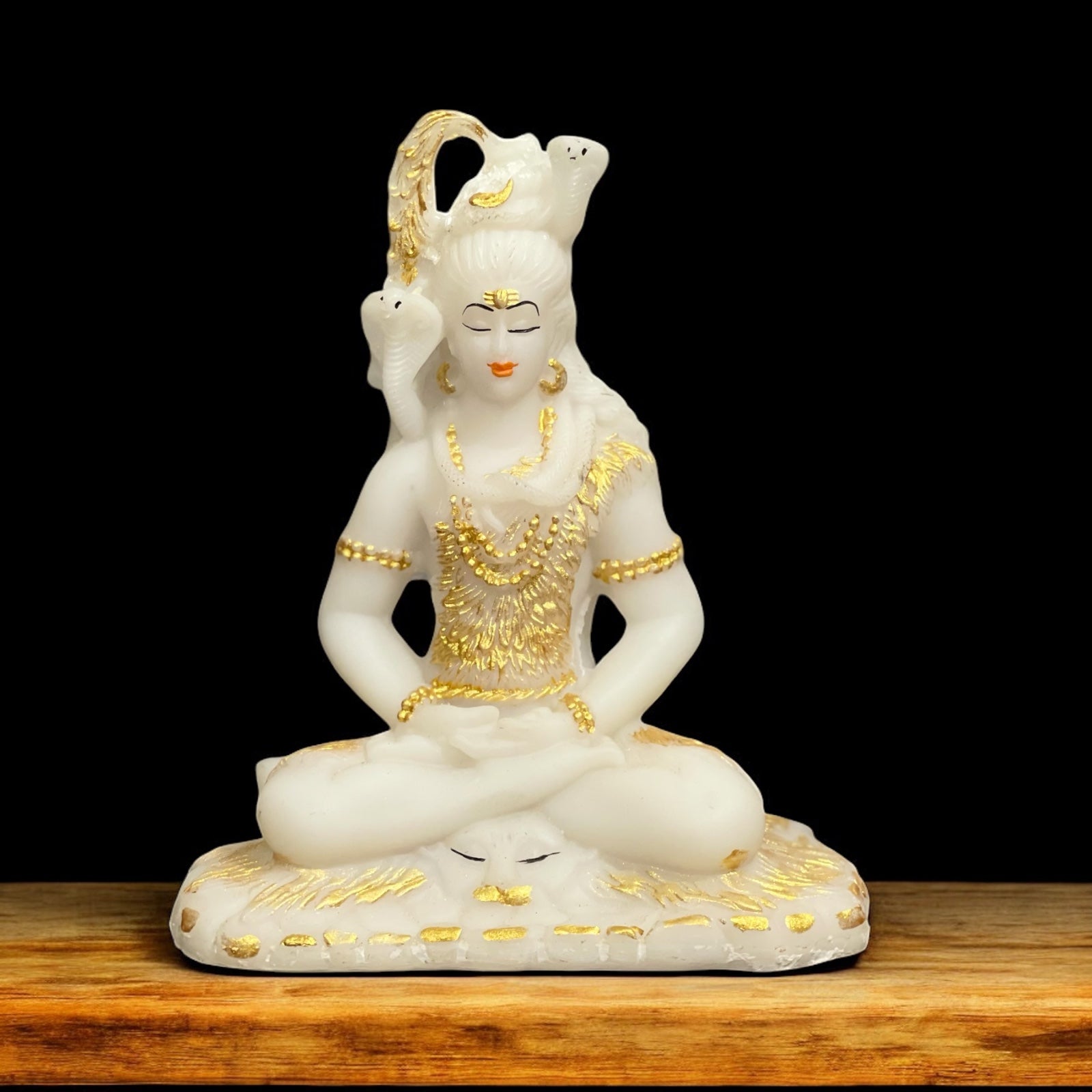 Shiv Samadhi Small Murti Marble Look Meditation Lord Shiva Samadhi Statue H- 15 cm