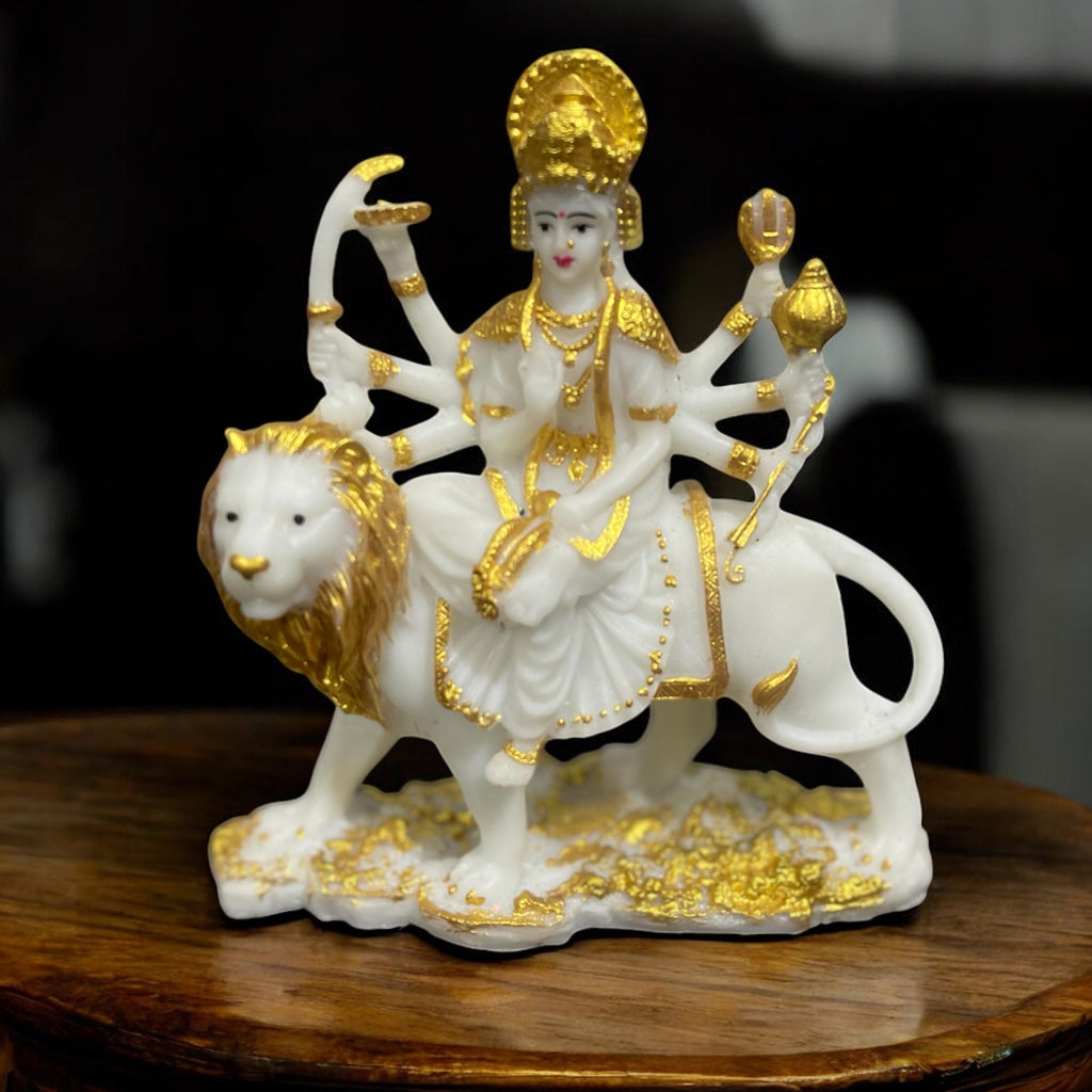 Ma Sherawali Jagdambe Durga Ji Mata Ji Idol Marble Look Murti Height 6 inches