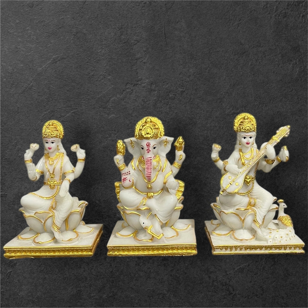 Lord Laxmi Ganesh Saraswati Idol Best For Puja Diwali Decoration Items H 15 cm